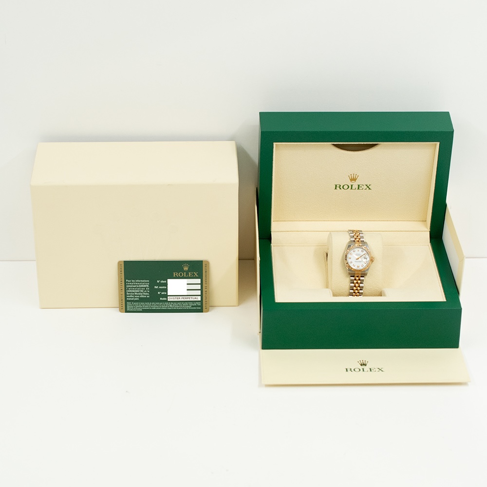 Rolex Lady-Datejust Rose Gold and Stainless Steel White Diamond Dial 179171G