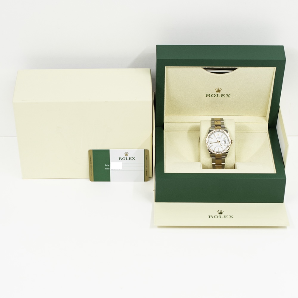 Rolex Datejust 36 Rose Gold and Steel Diamond Bezel White Dial 126281RBR