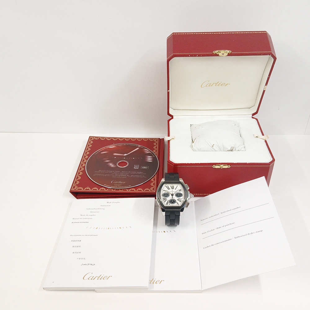Cartier Roadster Chronograph Stainless Steel White Roman Dial W6206020