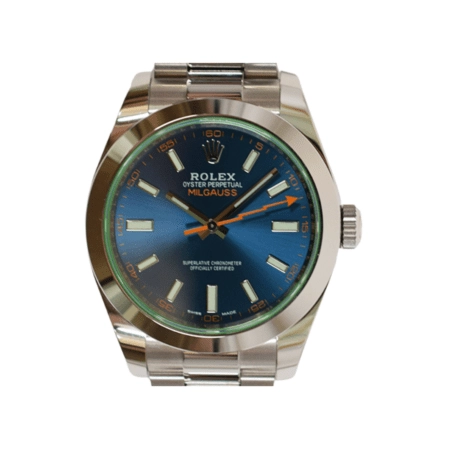 Rolex Milgauss Stainless Steel Green Crystal Blue Dial 116400GV