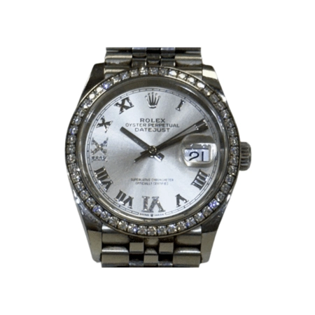 Rolex Datejust 36 Steel and White Gold Silver "VI&IX" Diamond Dial 126284RBR