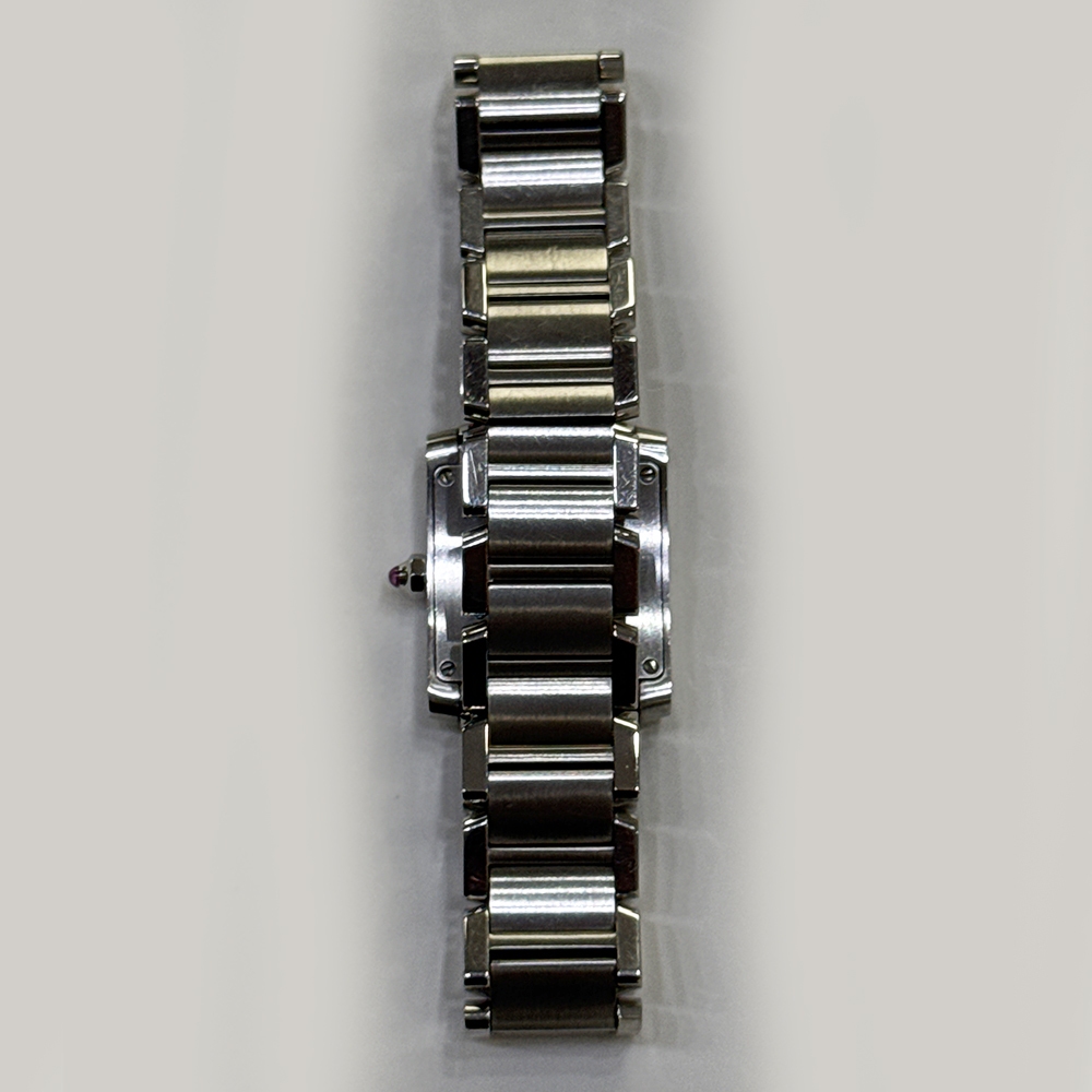 Cartier Tank Francaise Small Stainless Steel Pink MOP Roman Dial W51028Q3