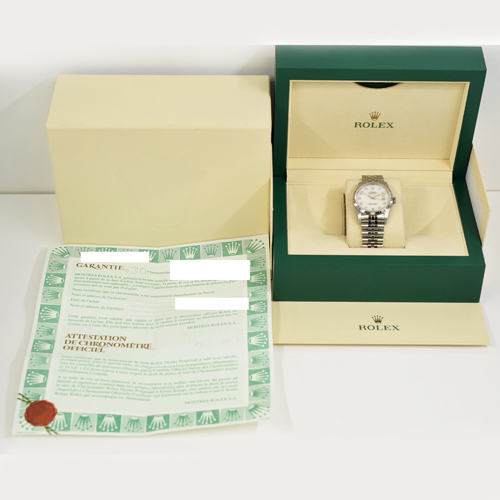 Rolex Datejust 36 Stainless Steel/White Gold MOP Arabic Dial 16234