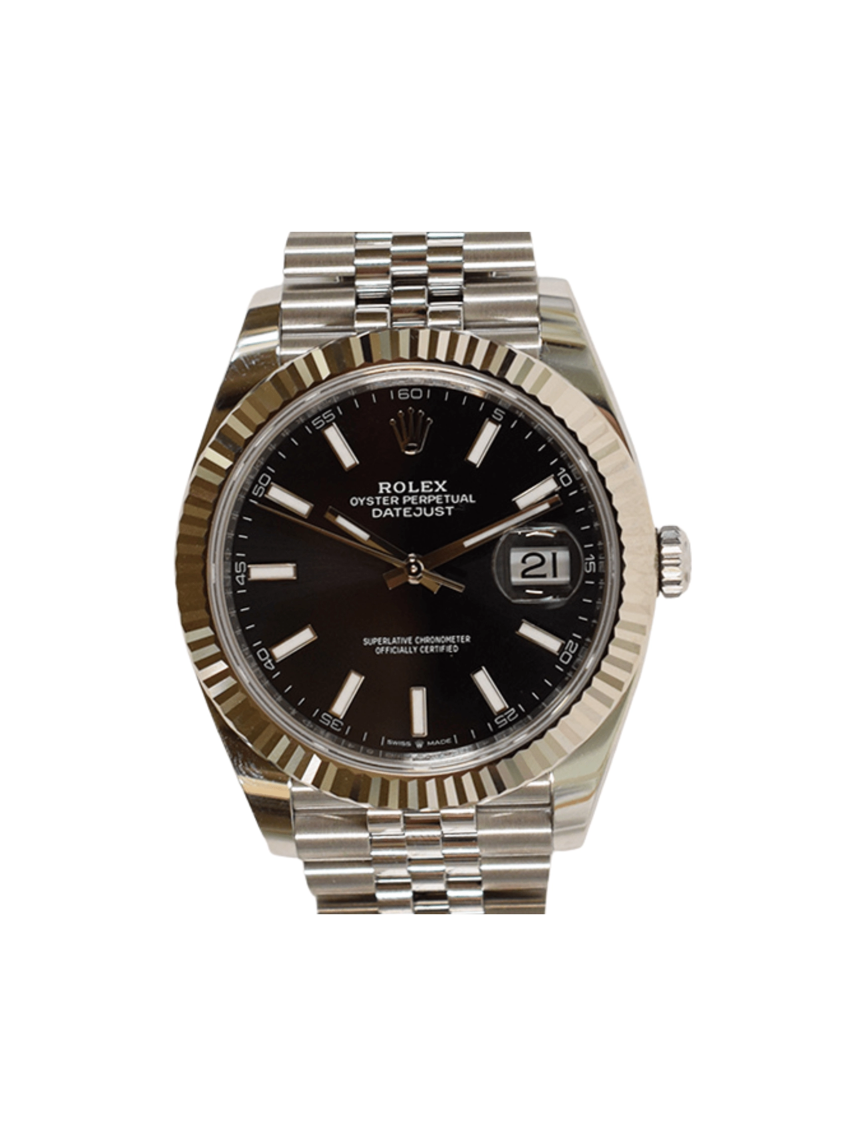 Rolex Datejust 41 Stainless Steel and White Gold Black Stick Dial 126334