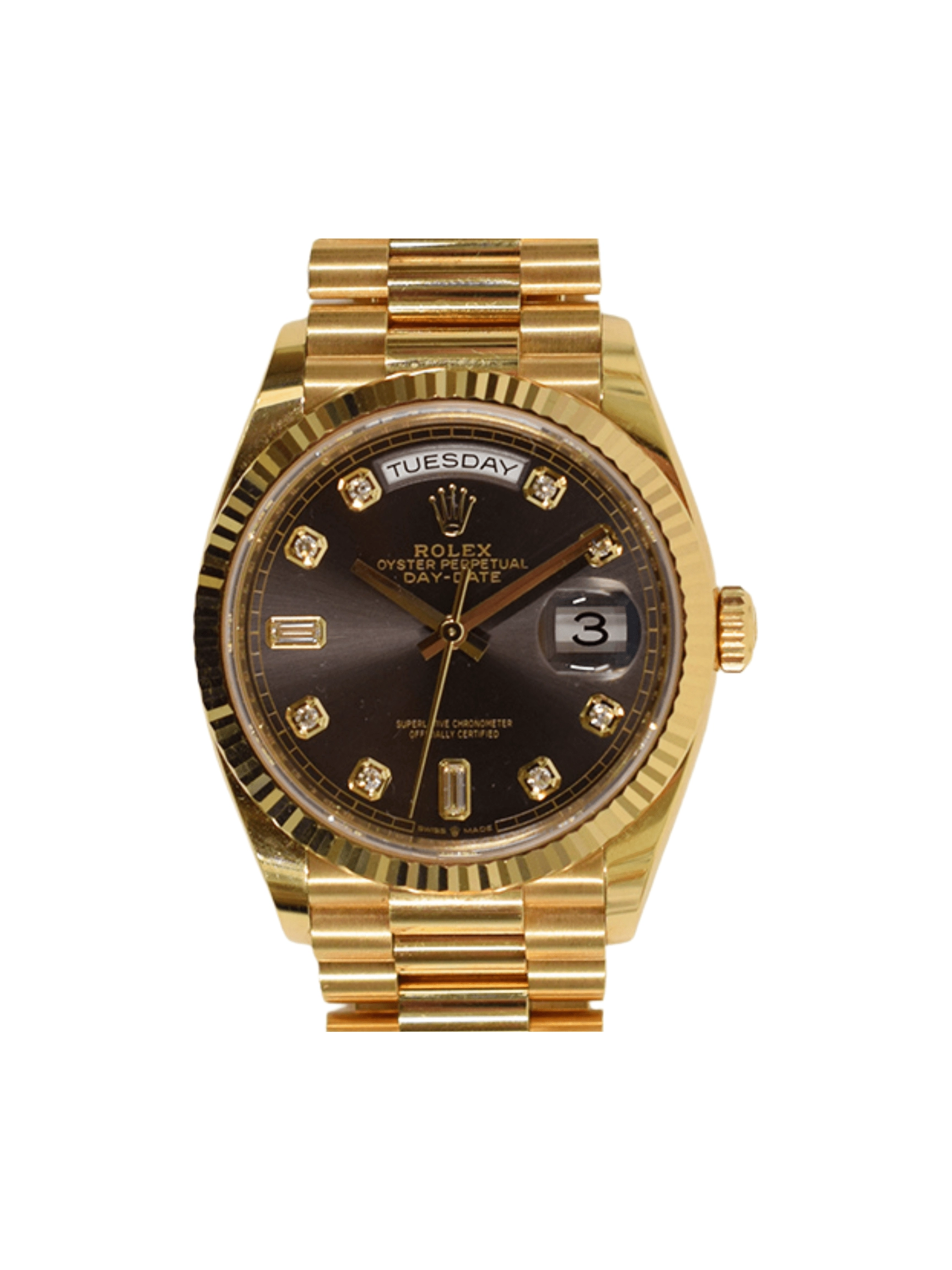 Rolex Day-Date 36 Yellow Gold Dark Grey Diamond Dial 128238