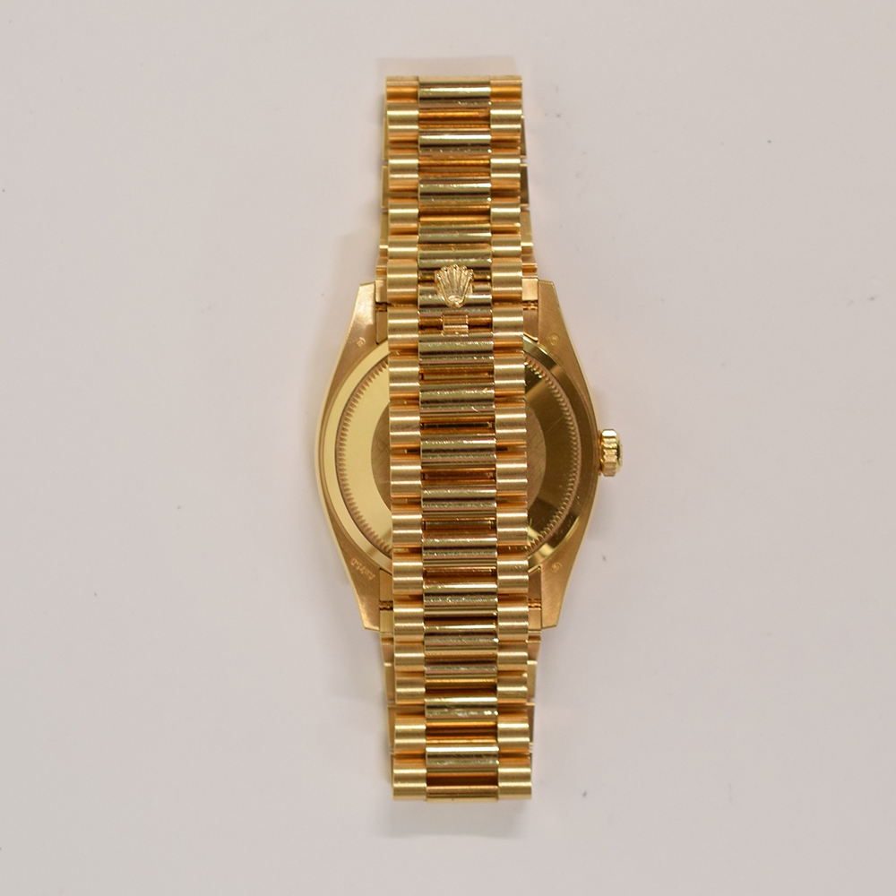 Rolex Day-Date 36 Yellow Gold Dark Grey Diamond Dial 128238