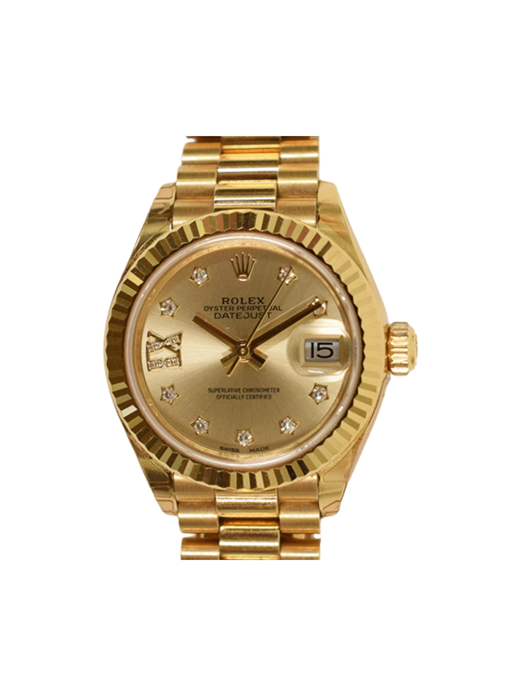 Rolex Lady-Datejust Yellow Gold Champagne IX Diamond Dial 279178