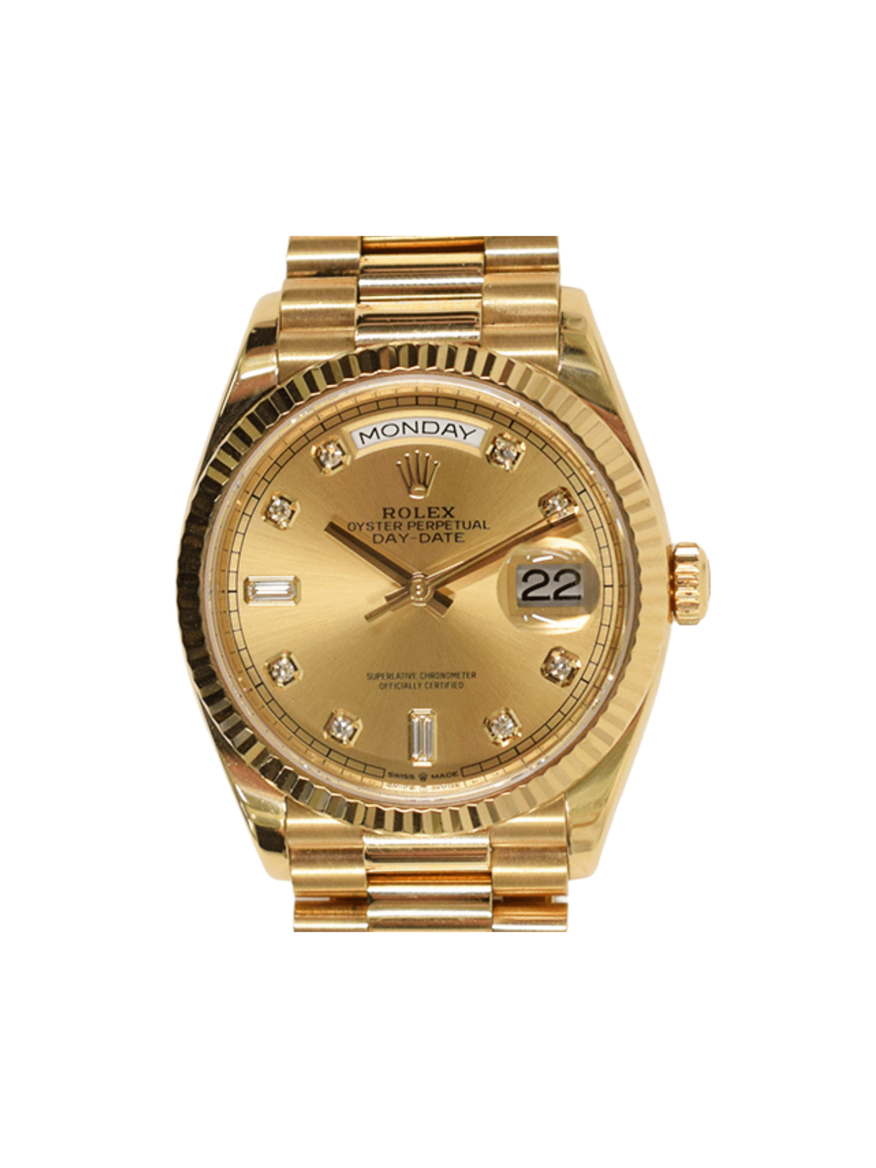 Rolex Day-Date 36 Yellow Gold Champagne Diamond Dial 128238A