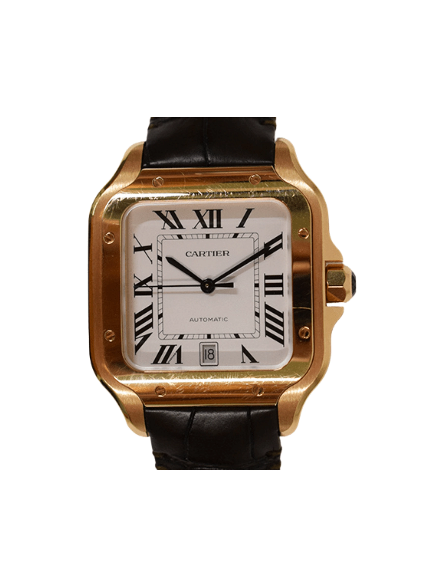 Cartier Santos de Cartier Rose Gold White Roman Dial WGSA0019