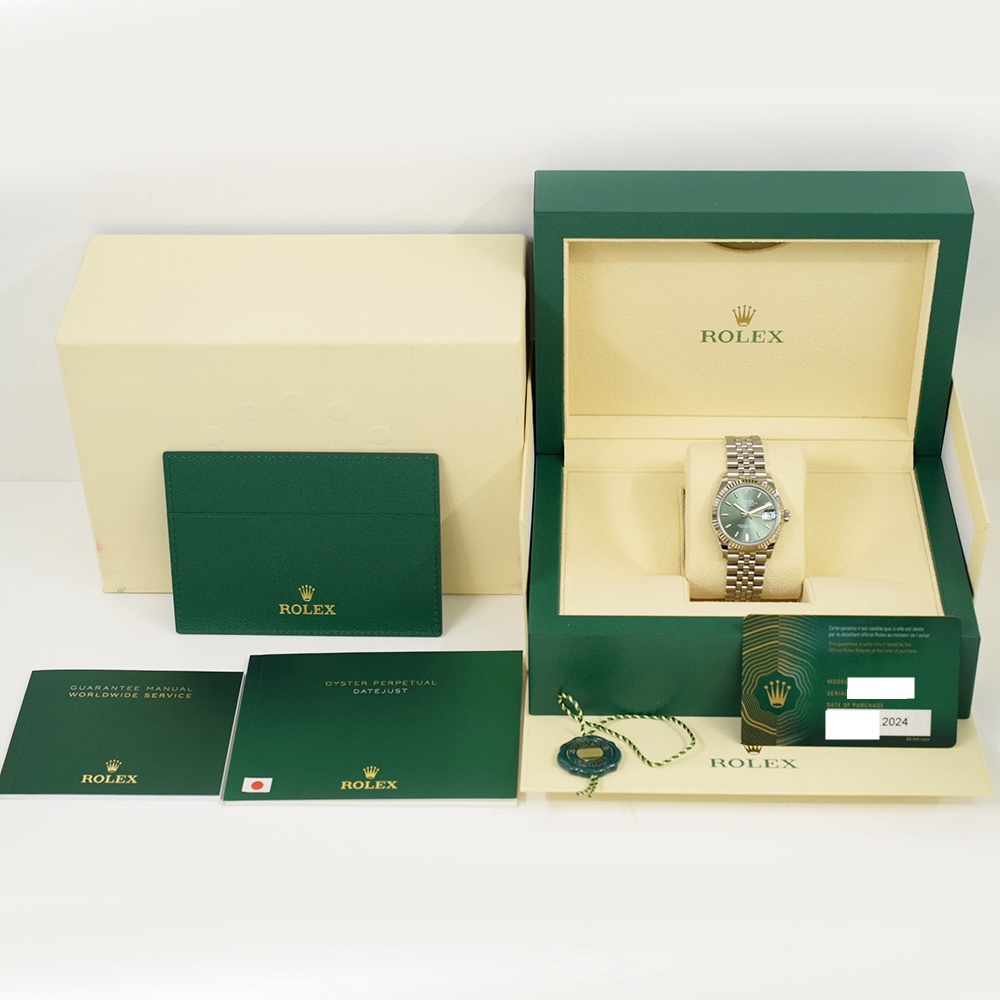 Rolex Datejust 31 Stainless Steel and White Gold Green Stick Dial 278274