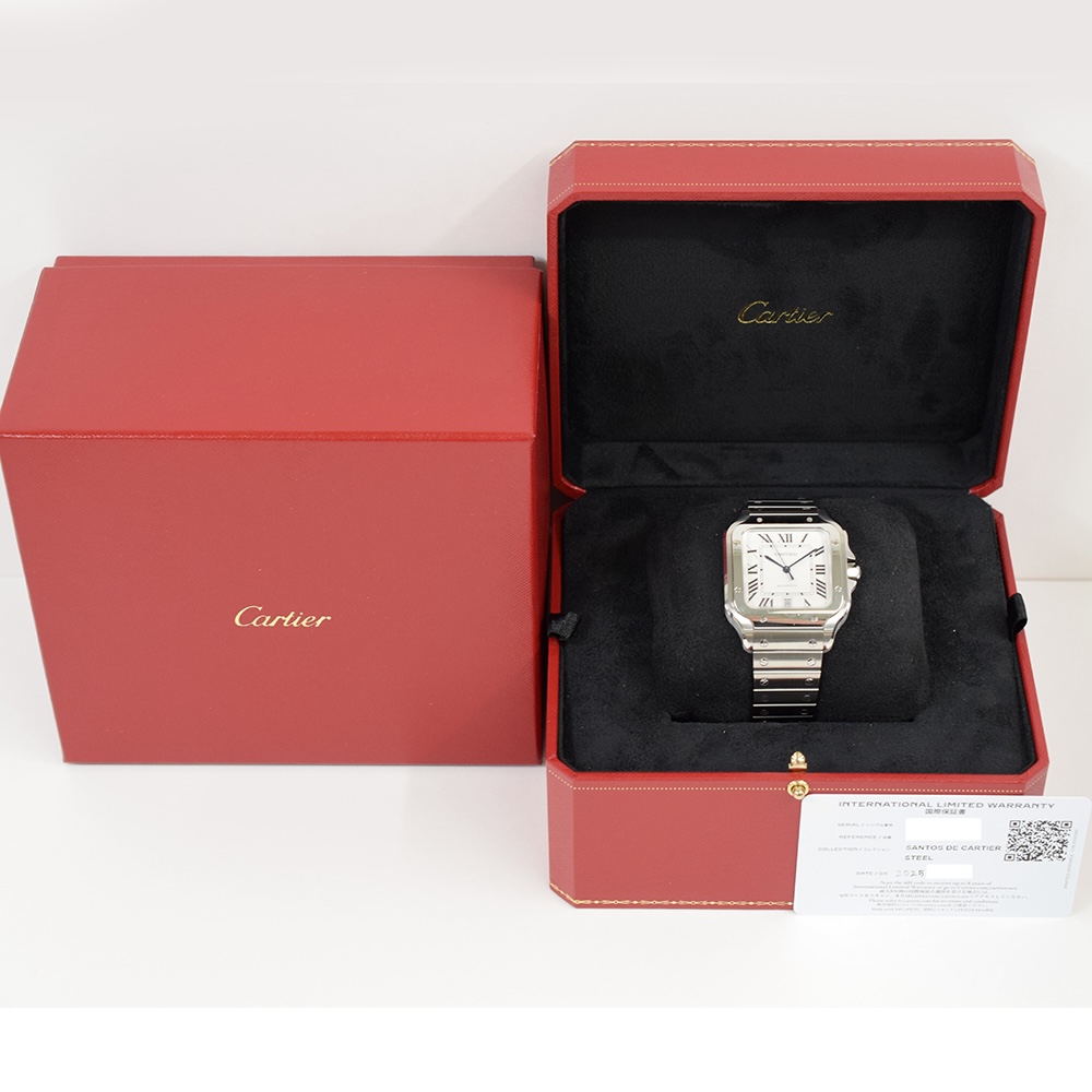 Cartier Santos De Cartier Stainless Steel White Roman Dial WSSA0018