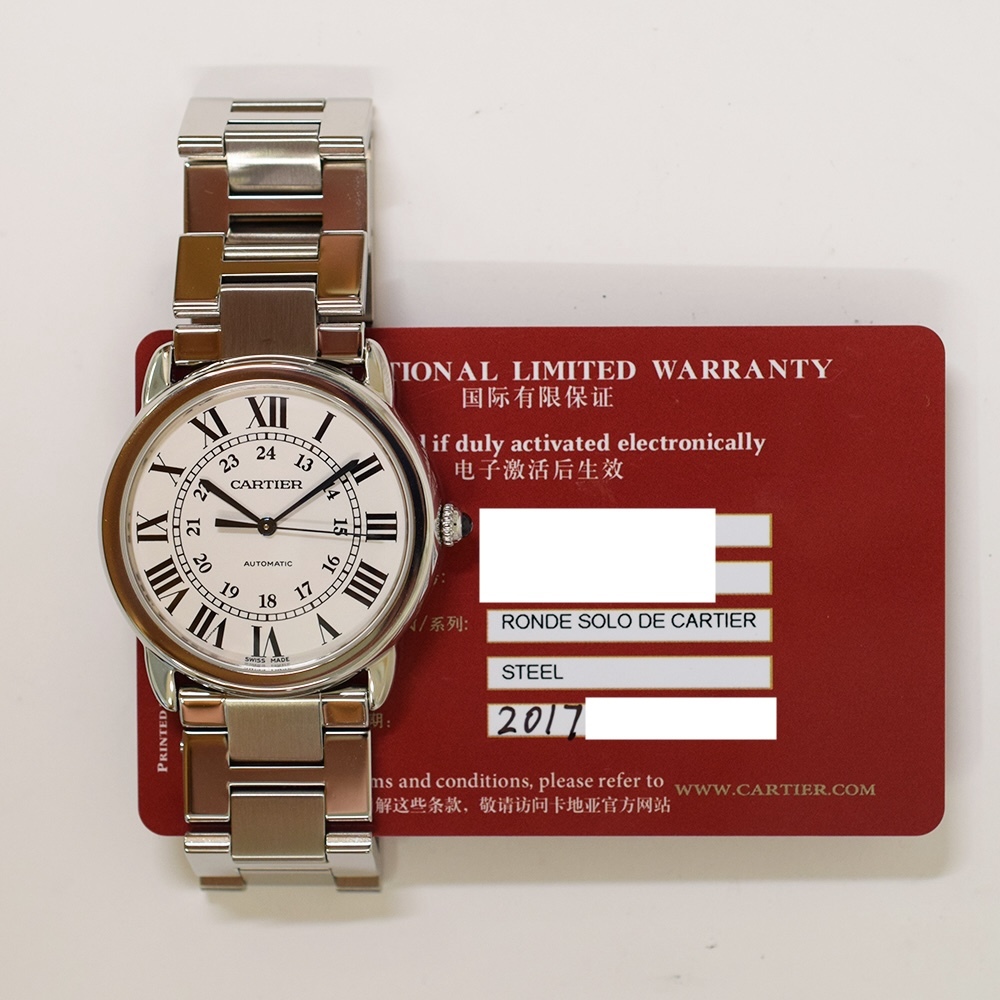 Cartier Ronde Solo de Cartier Stainless Steel White Roman Dial WSRN0012