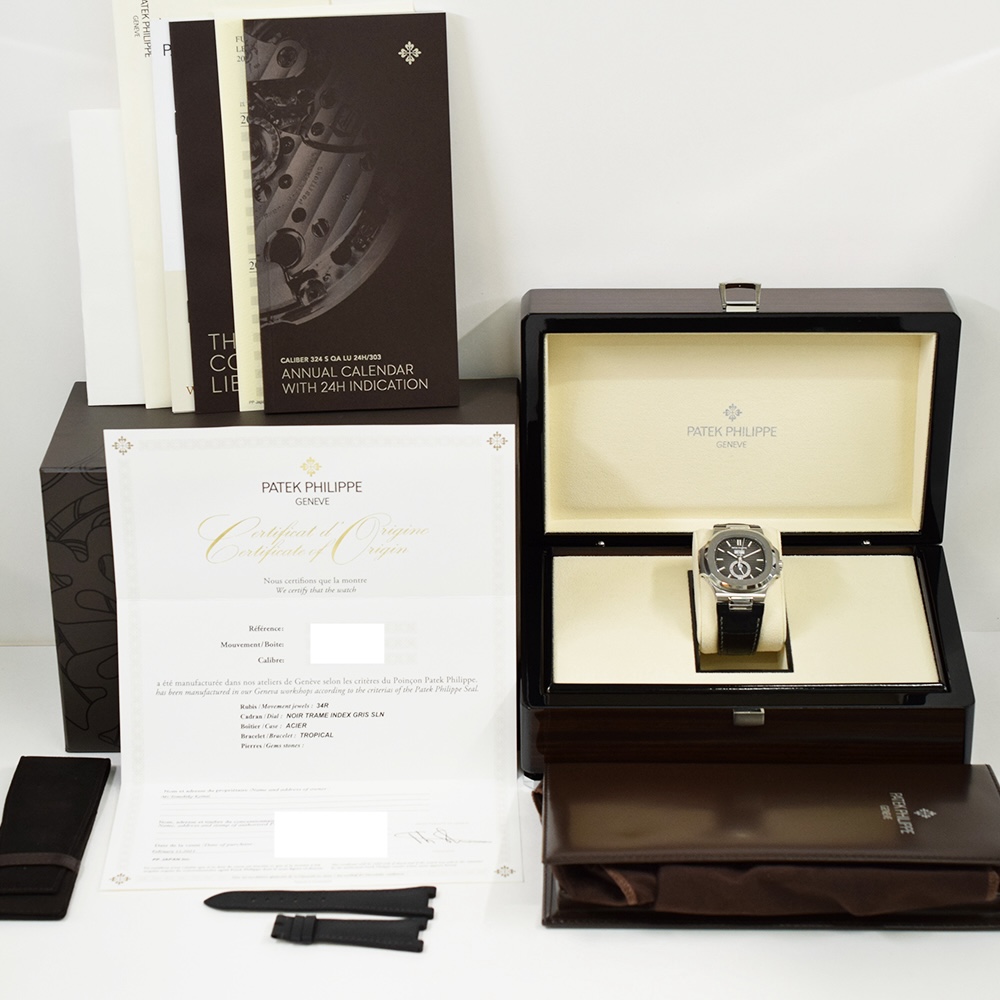 Patek Philippe Nautilus Annual Calendar Stainless Steel Black Stick Dial 5726A-001