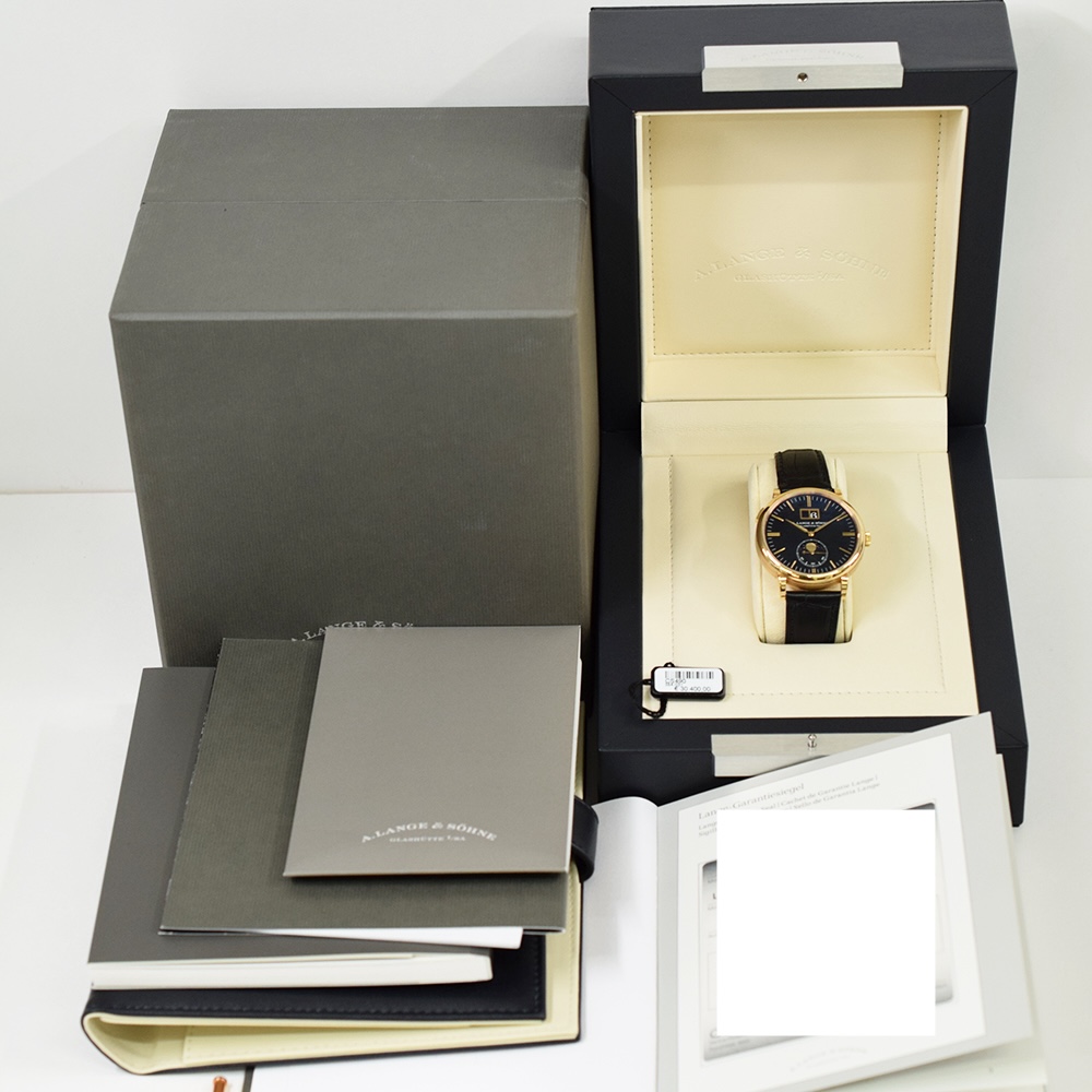 A. Lange & Söhne Saxonia Moonphase Rose Gold Black Stick Dial 384.031