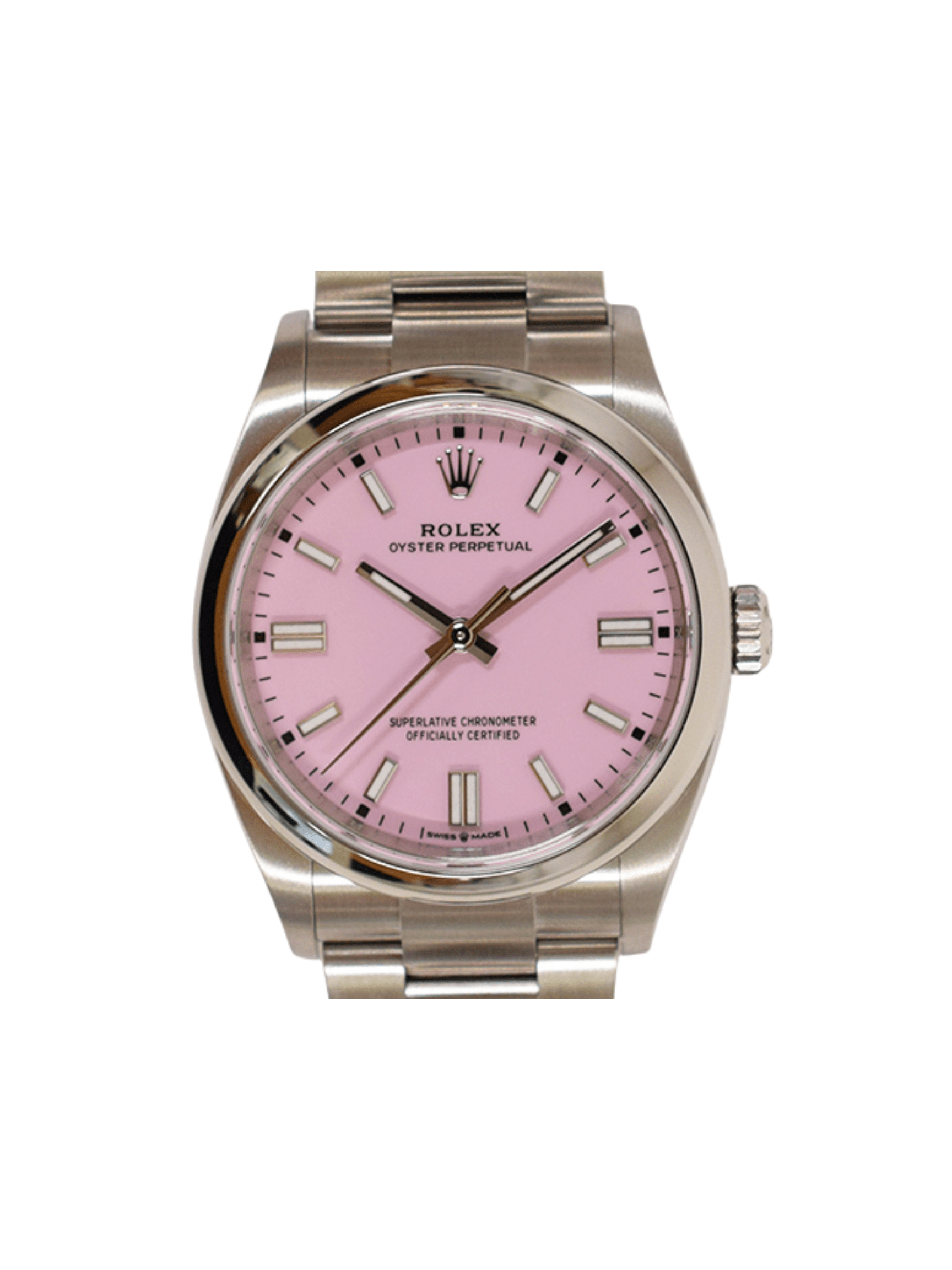 Rolex Oyster Perpetual Stainless Steel Candy Pink Dial 126000