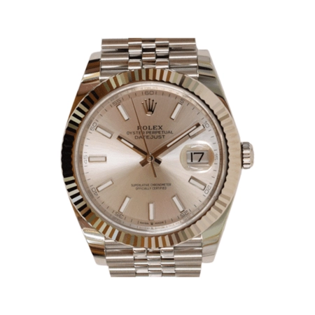 Rolex Datejust 41mm Stainless Steel and White Gold Silver Stick Dial 126334