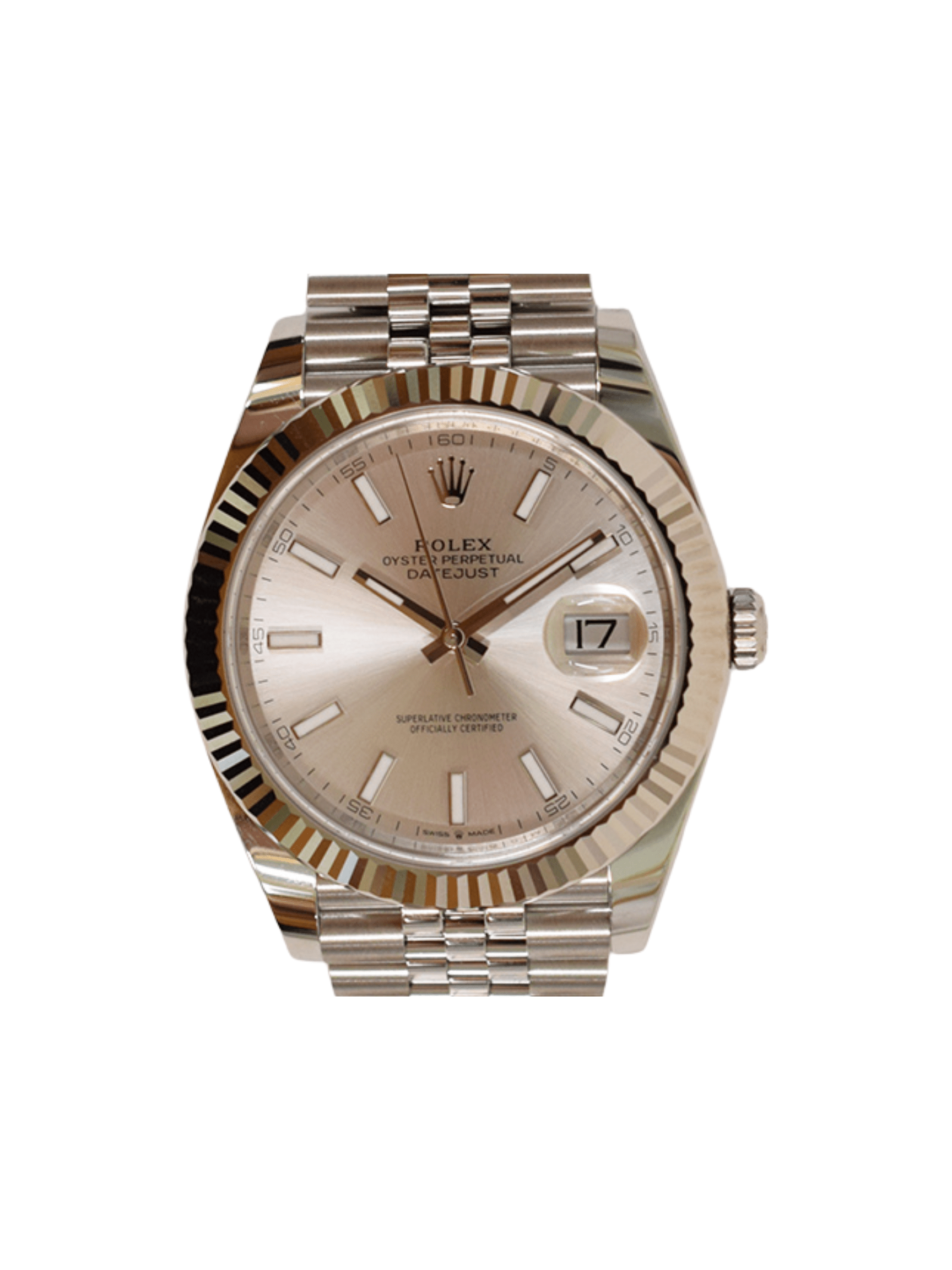 Rolex Datejust 41mm Stainless Steel and White Gold Silver Stick Dial 126334