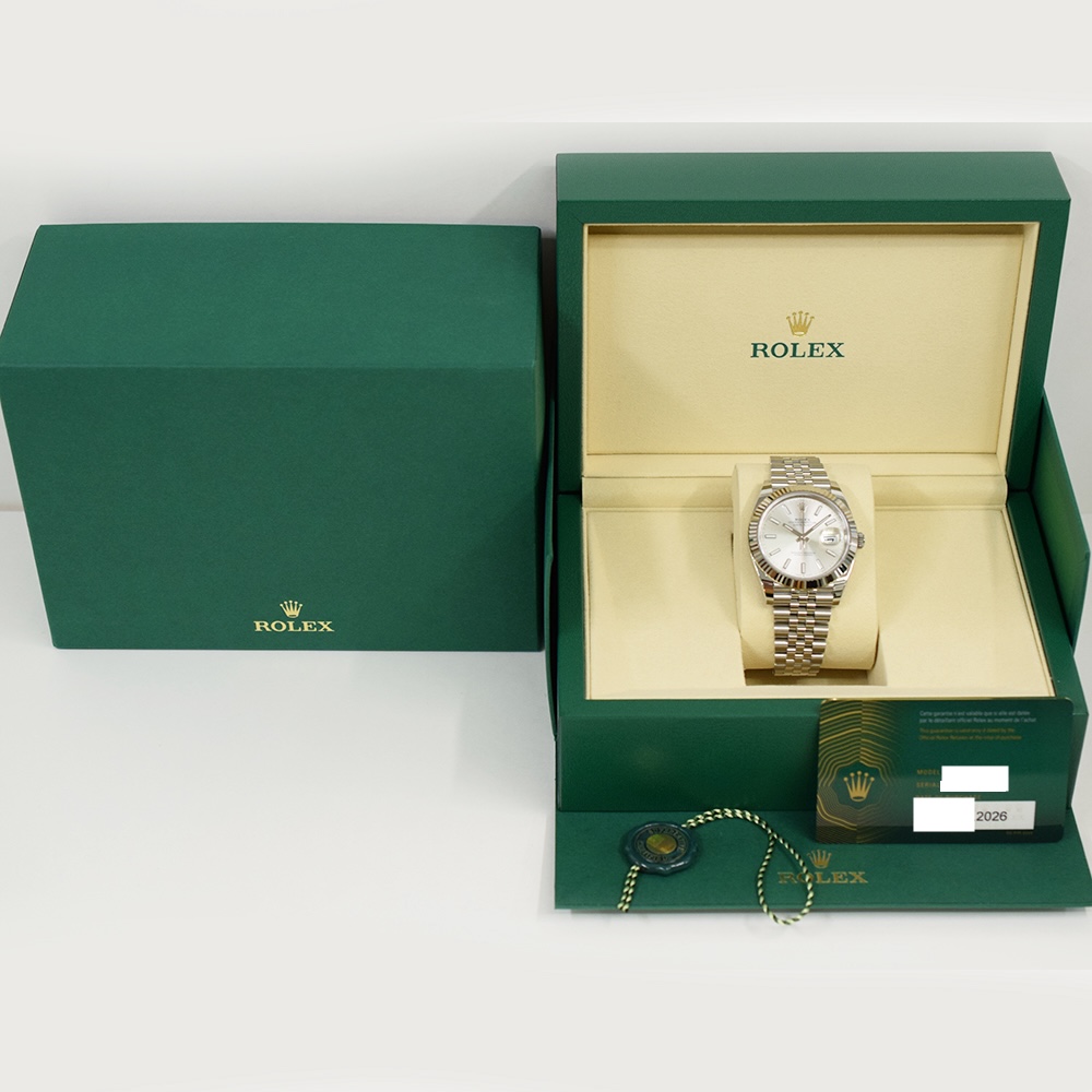 Rolex Datejust 41mm Stainless Steel and White Gold Silver Stick Dial 126334