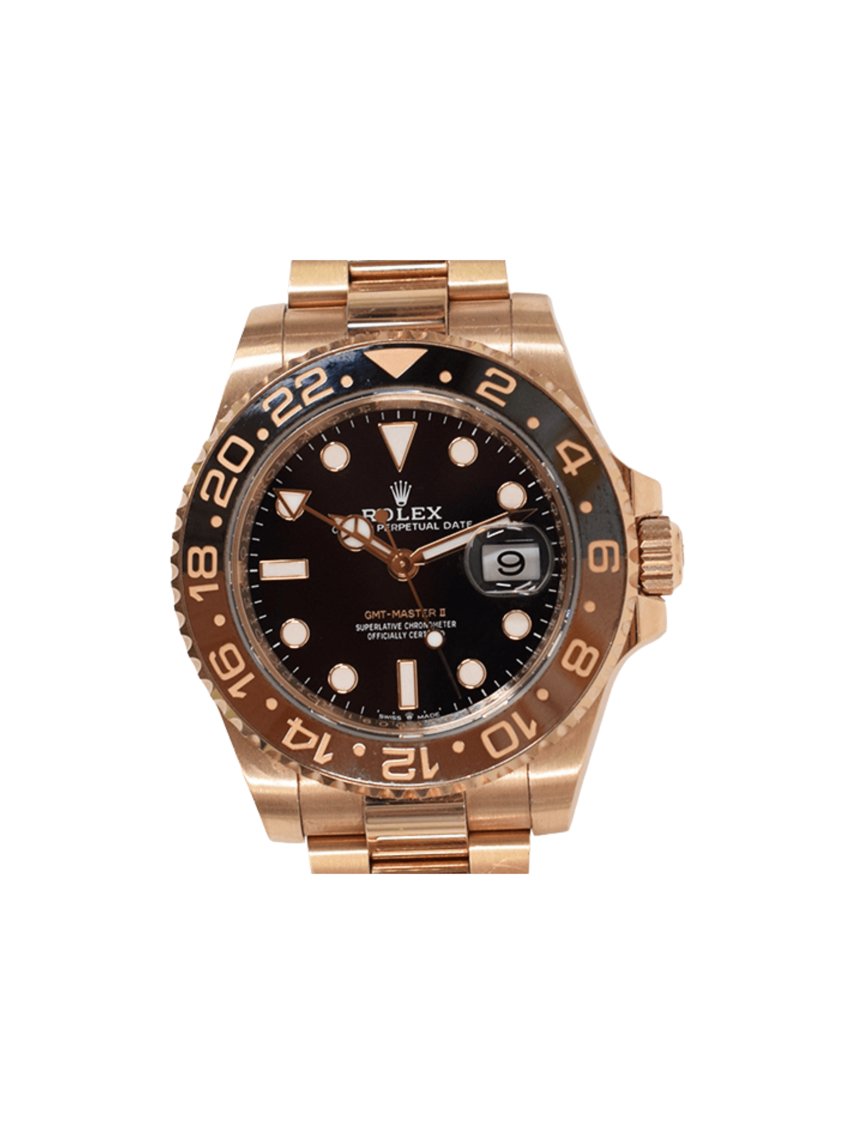 Rolex GMT-Master II Rose Gold "Root Beer" Black Dial 126715CHNR