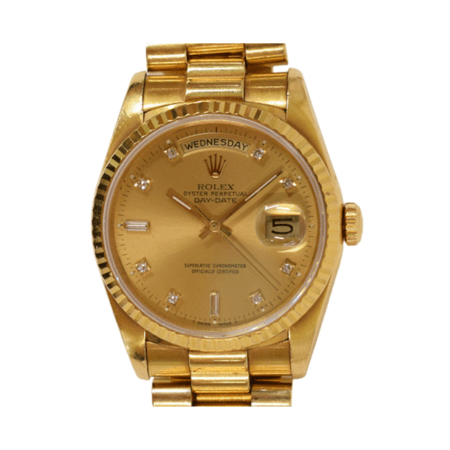 Rolex Day-Date 36 Yellow Gold Champagne Diamond Dial 18238A