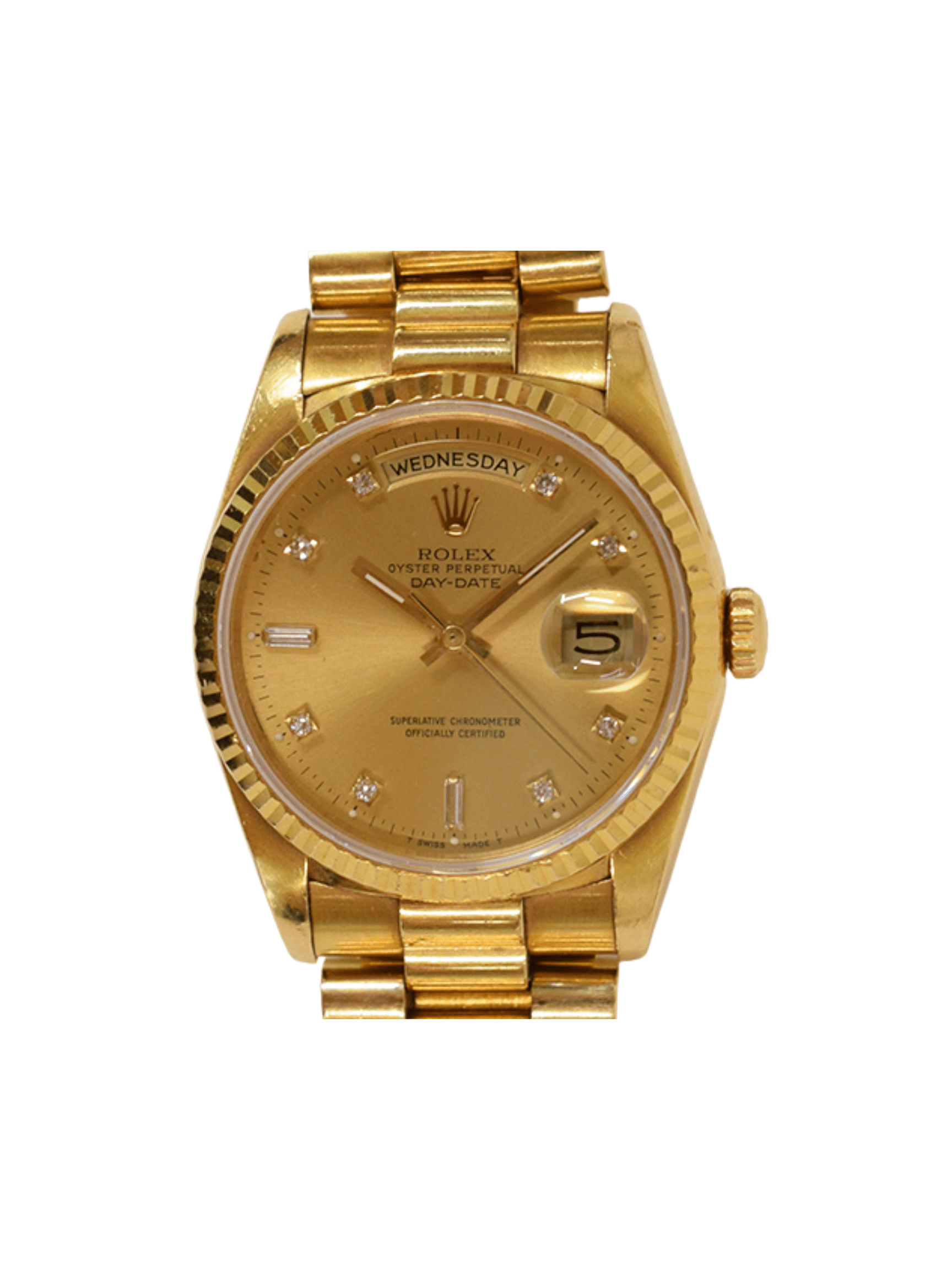 Rolex Day-Date 36 Yellow Gold Champagne Diamond Dial 18238A