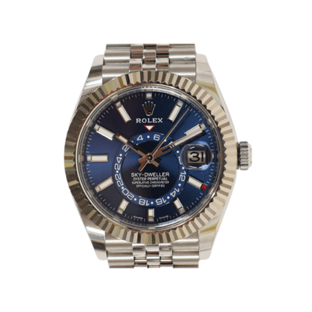 Rolex Sky-Dweller Stainless Steel and White Gold Blue Stick Dial 326934
