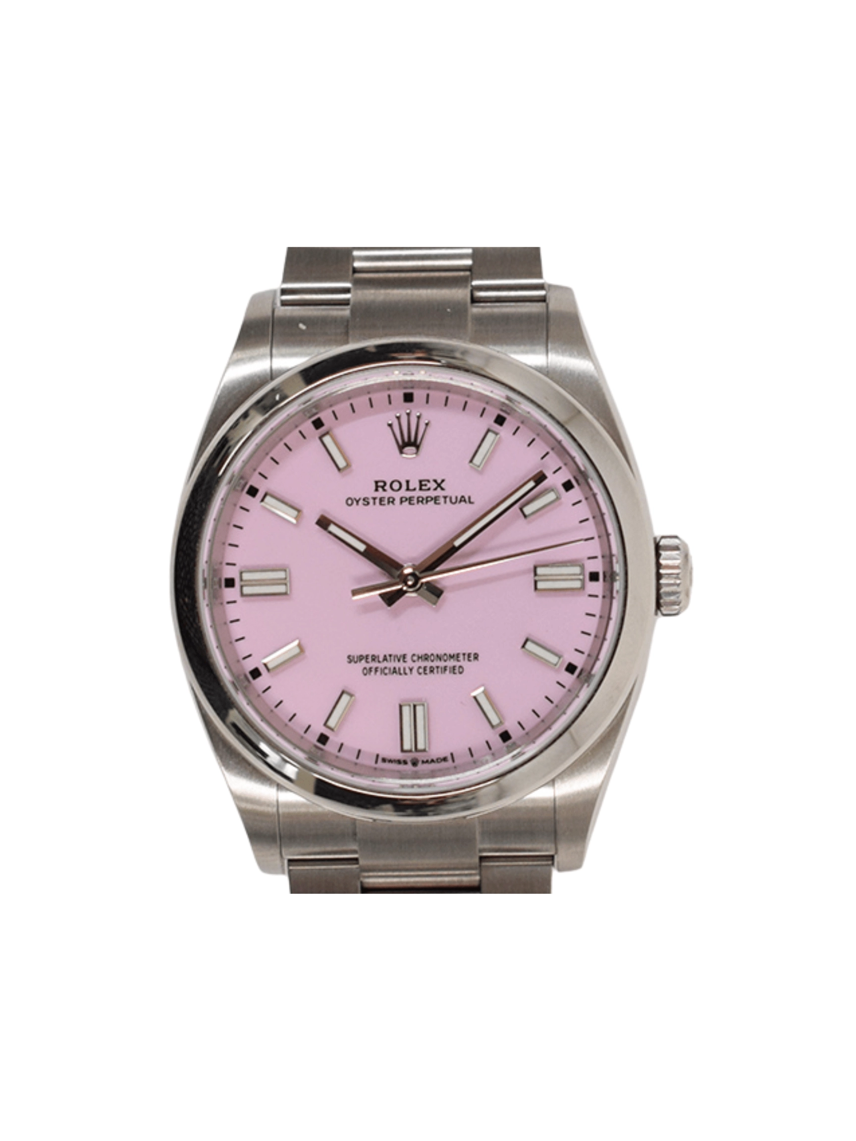 Rolex Oyster Perpetual Stainless Steel Candy Pink Dial 126000