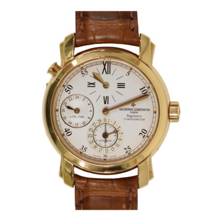Vacheron Constantin Malte Dual Time Yellow Gold Silver Arabic Dial 42005/000J-8901