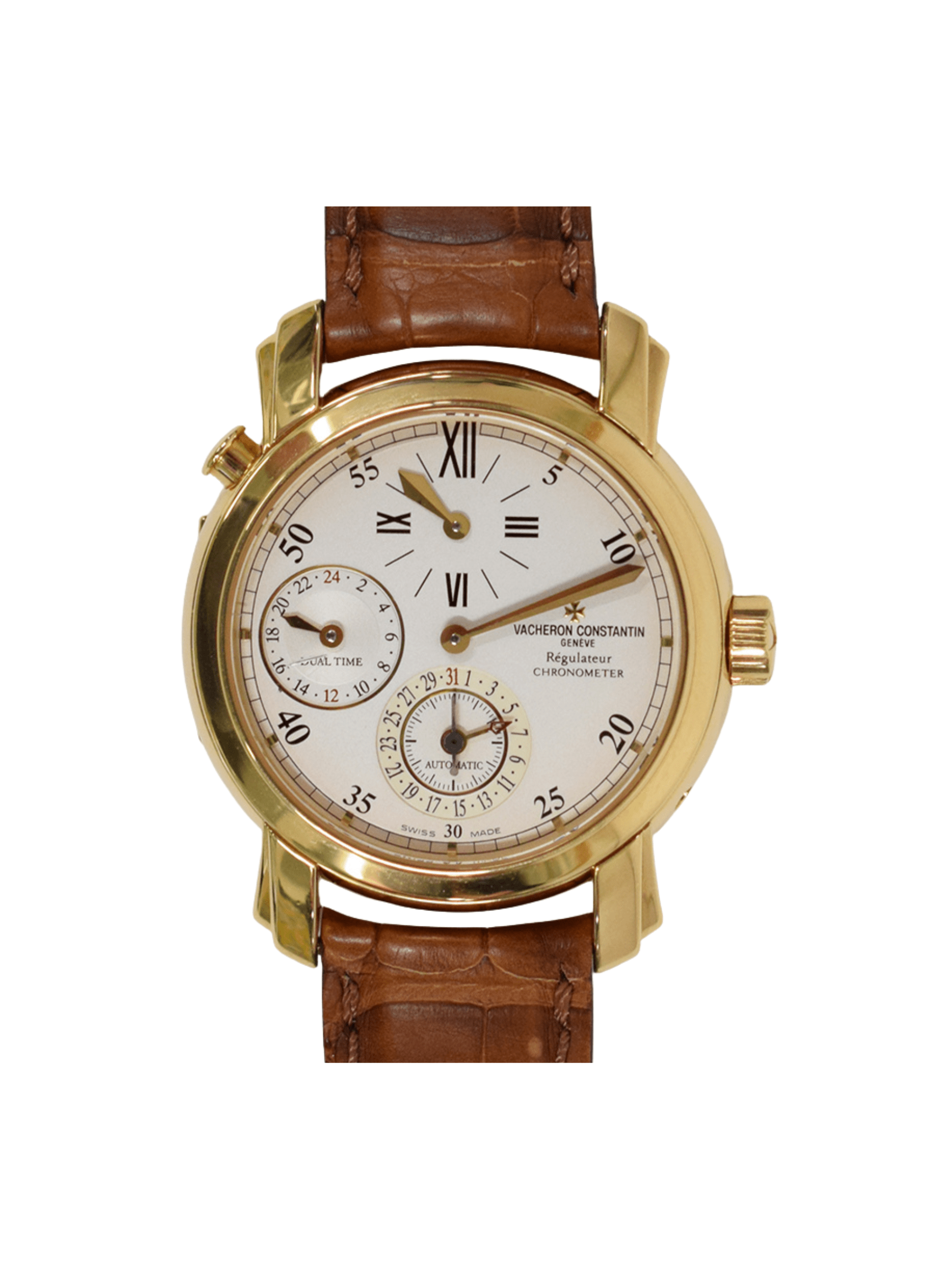 Vacheron Constantin Malte Dual Time Yellow Gold Silver Arabic Dial 42005/000J-8901