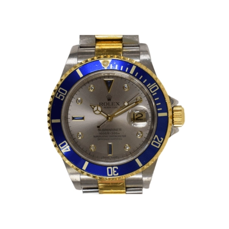 Rolex Submariner Date Stainless Steel and Yellow Gold Silver Diamond Dial 16613SG
