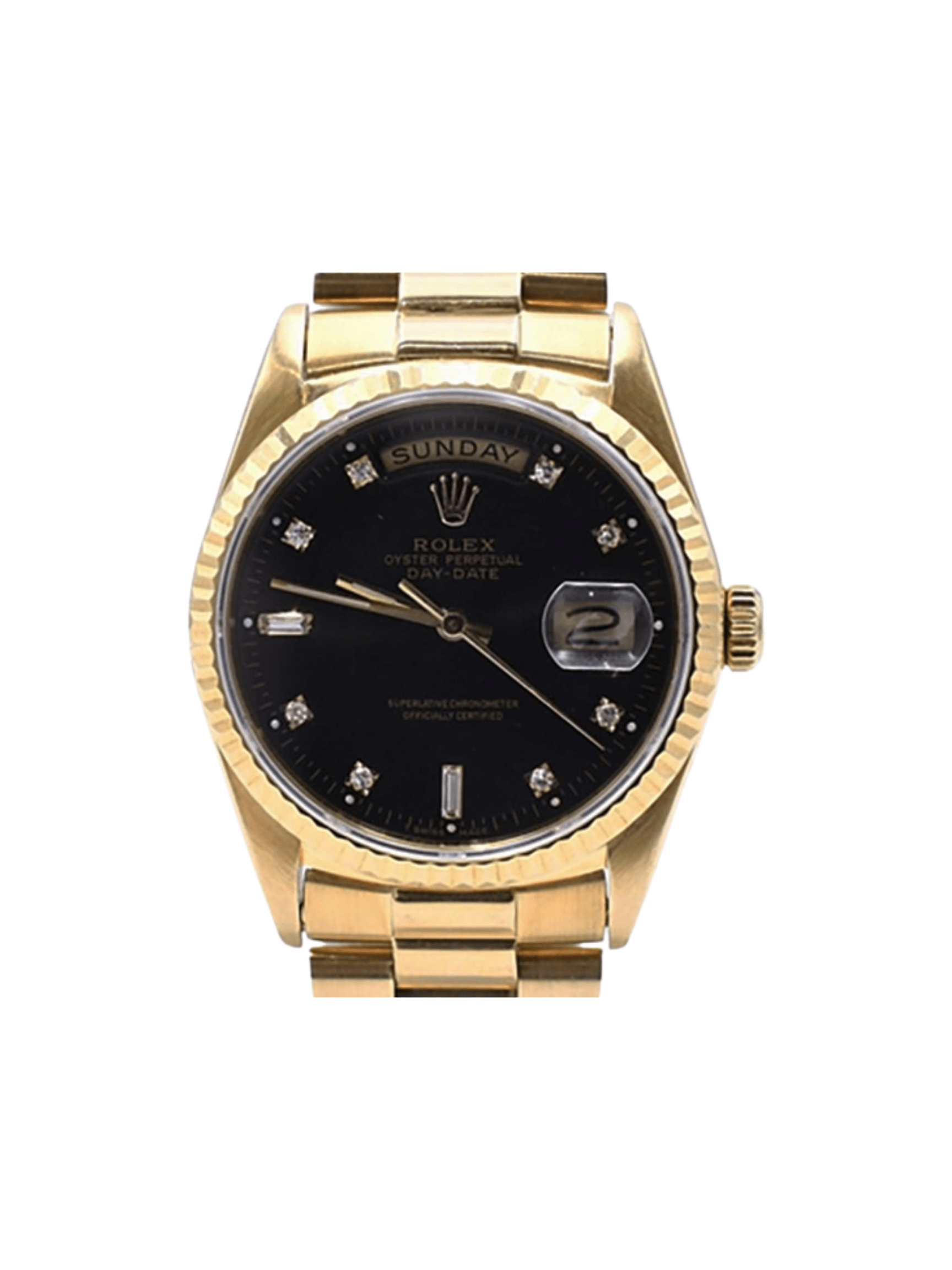 Rolex Day-Date 36 Yellow Gold Black Diamond Dial 18238A