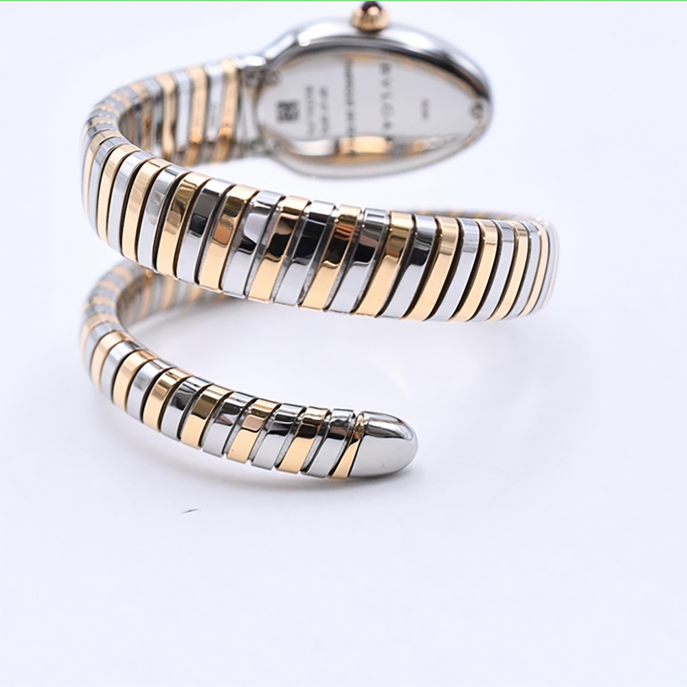Bvlgari Serpenti Tubogas Stainless Steel and Rose Gold Silver Dial SP27SPG