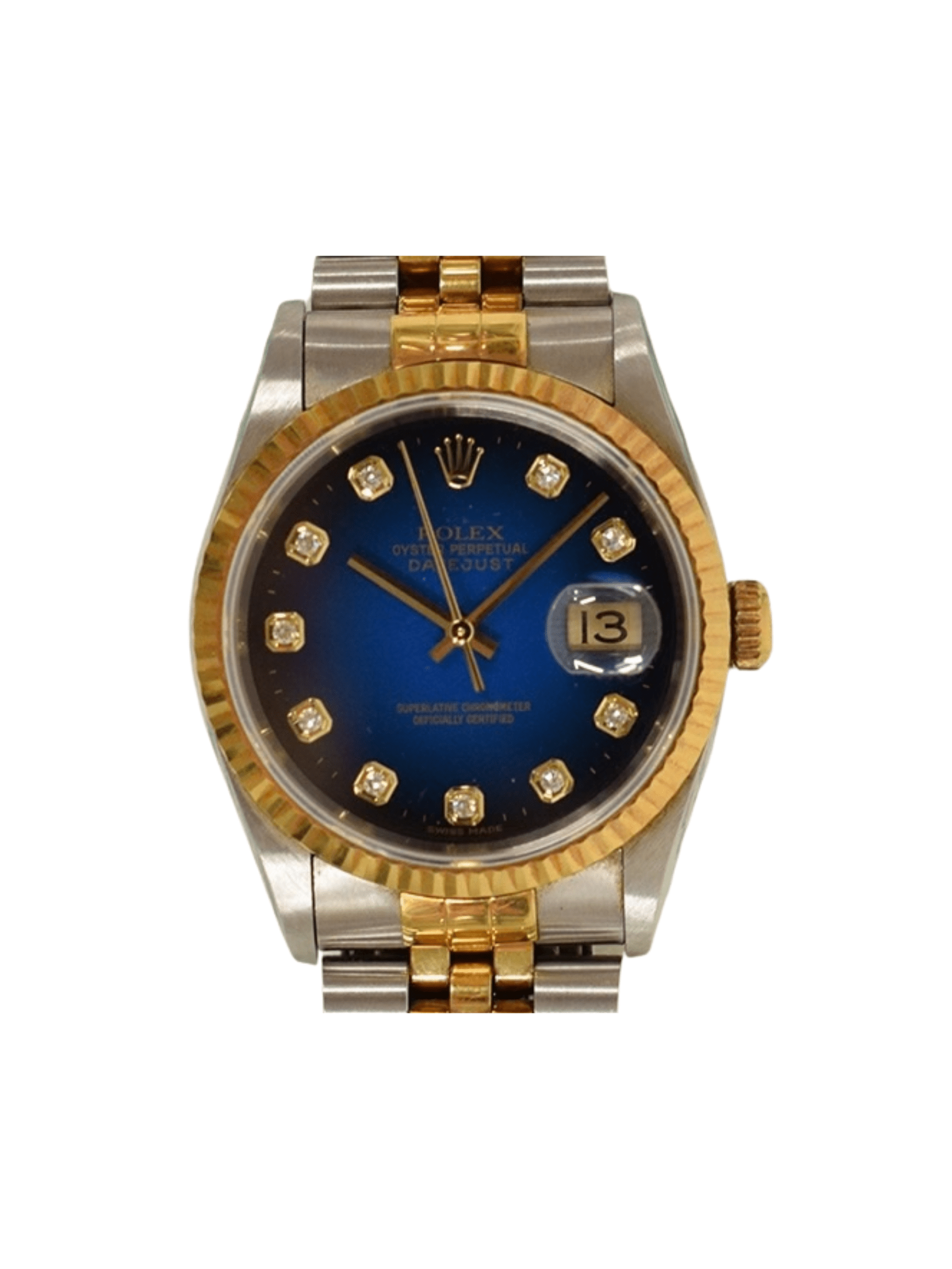 Rolex Datejust 36 Stainless Steel and Yellow Gold Blue Ombre Diamond Dial 16233G