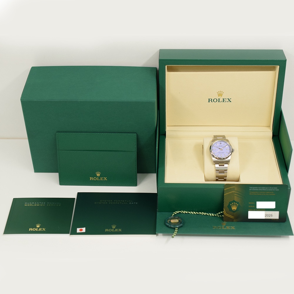 Rolex Oyster Perpetual 34 Stainless Steel Lavender Dial 124200