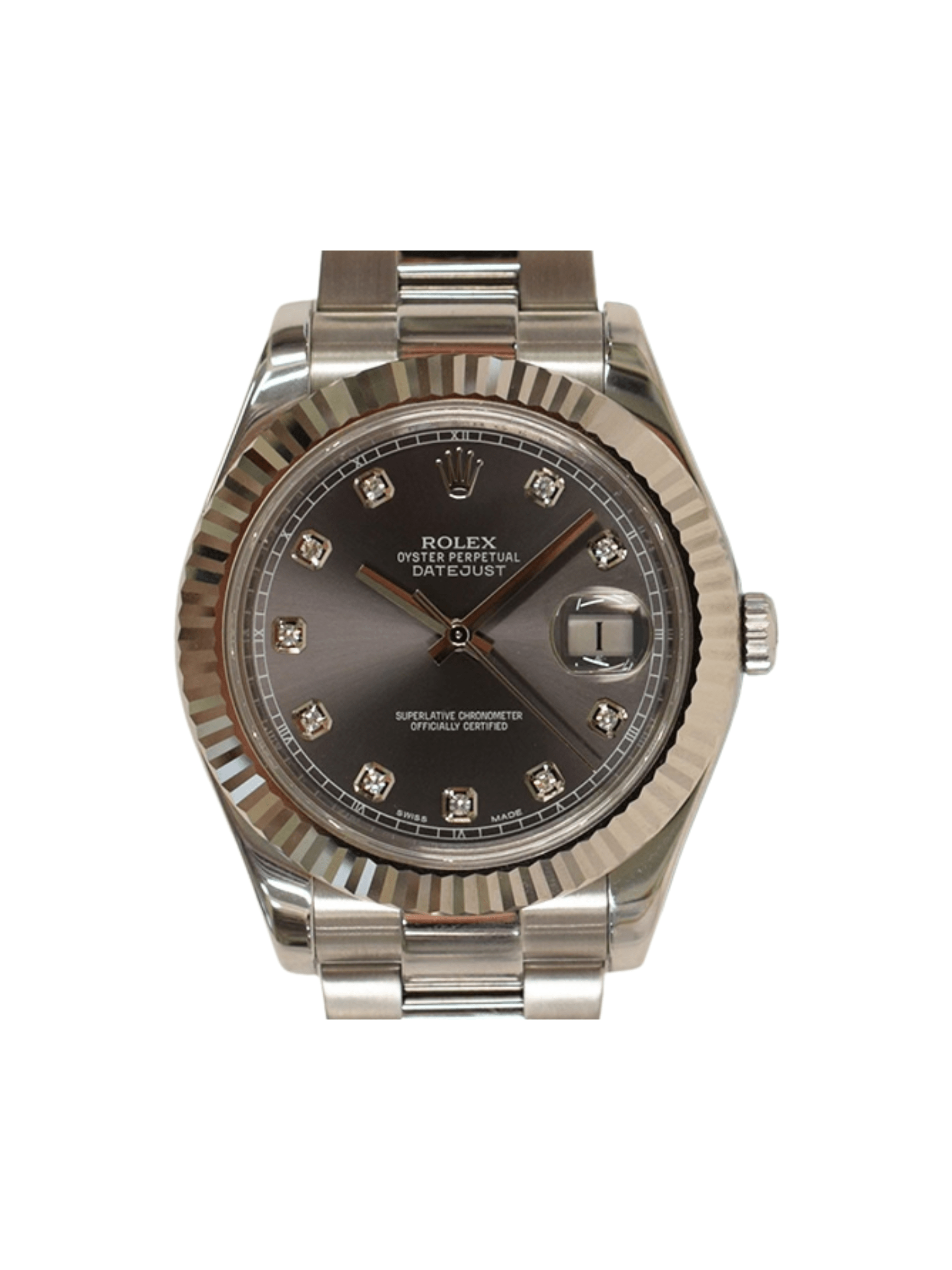 Rolex Datejust II Stainless Steel and White Gold Grey Diamond Dial 116334G