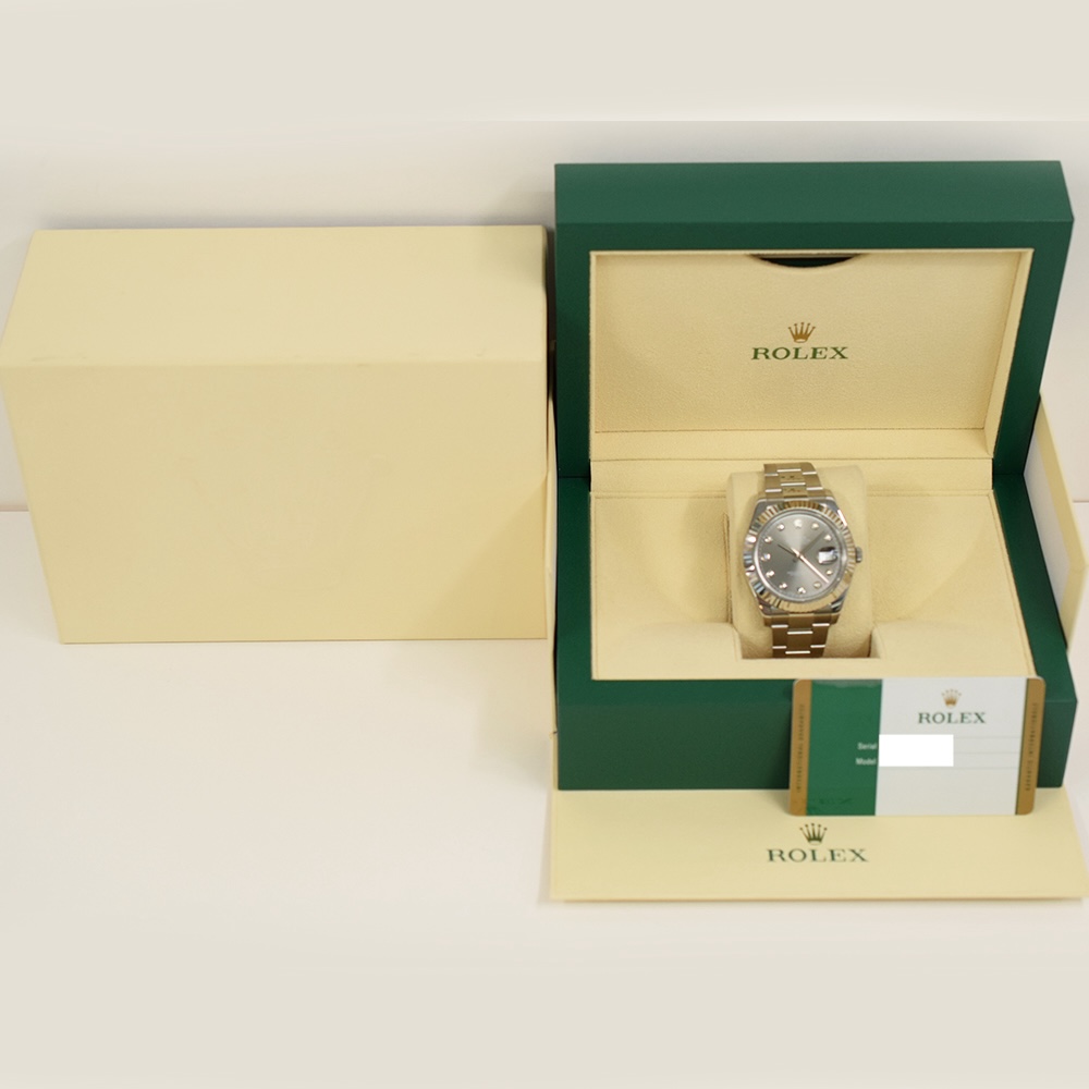 Rolex Datejust II Stainless Steel and White Gold Grey Diamond Dial 116334G