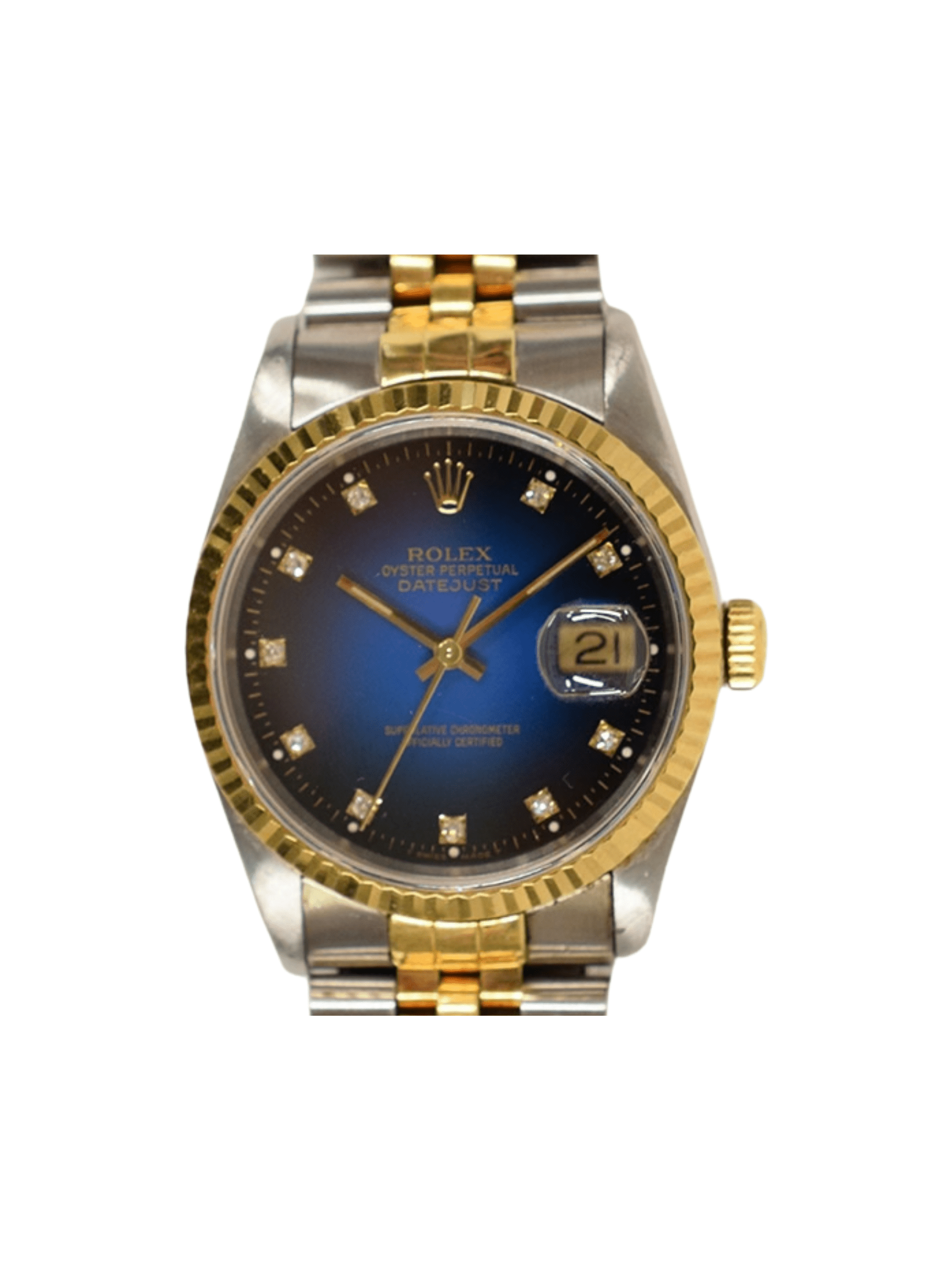 Rolex Datejust 36 Stainless Steel and Yellow Gold Blue Ombre Diamond Dial 16233G
