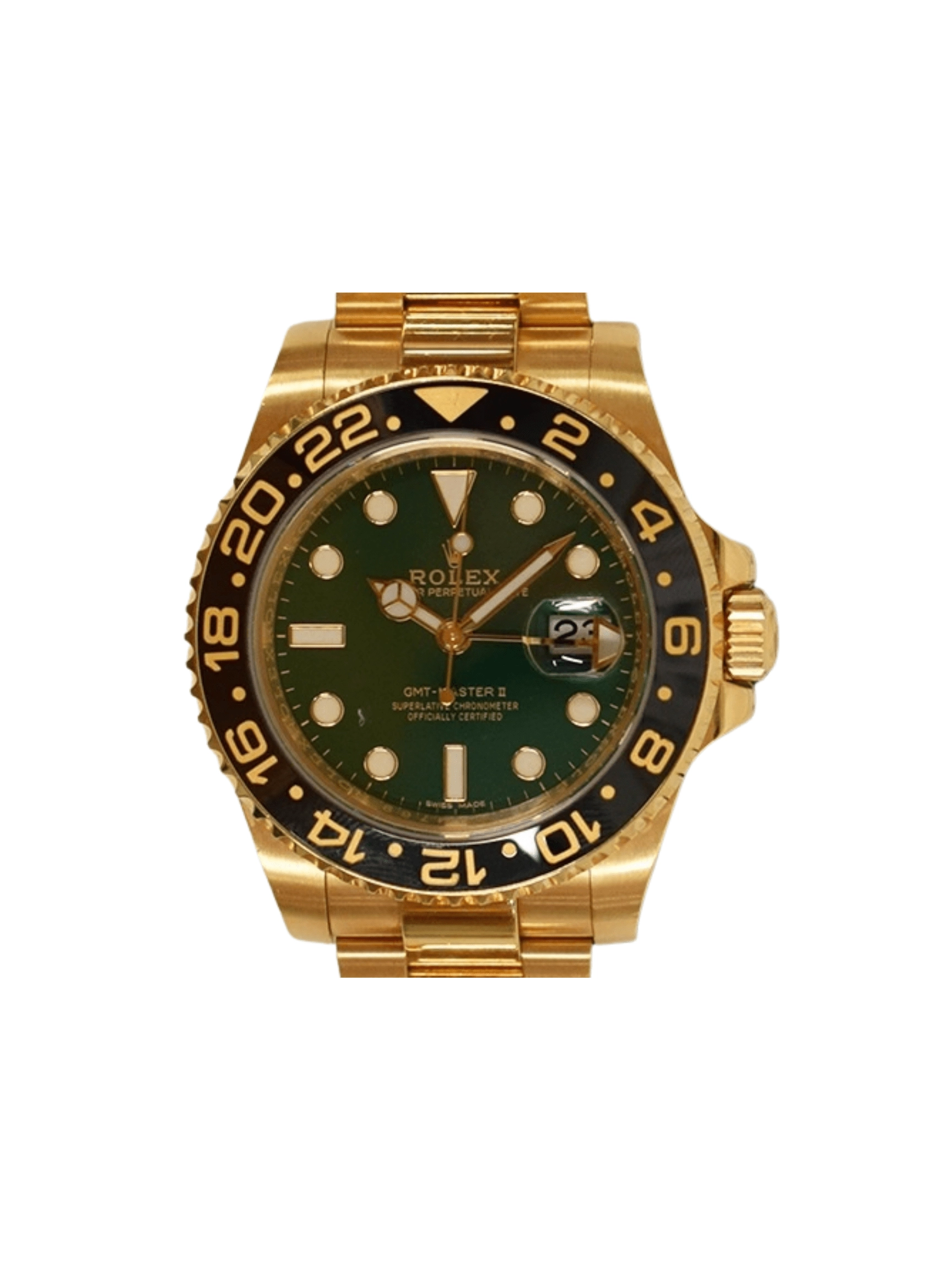 Rolex GMT-Master II Yellow Gold Green Dial 116718LN