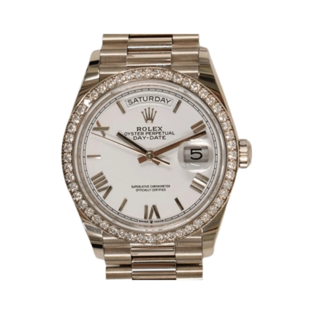 Rolex Day-Date 36 White Gold White Roman Dial 128349RBR