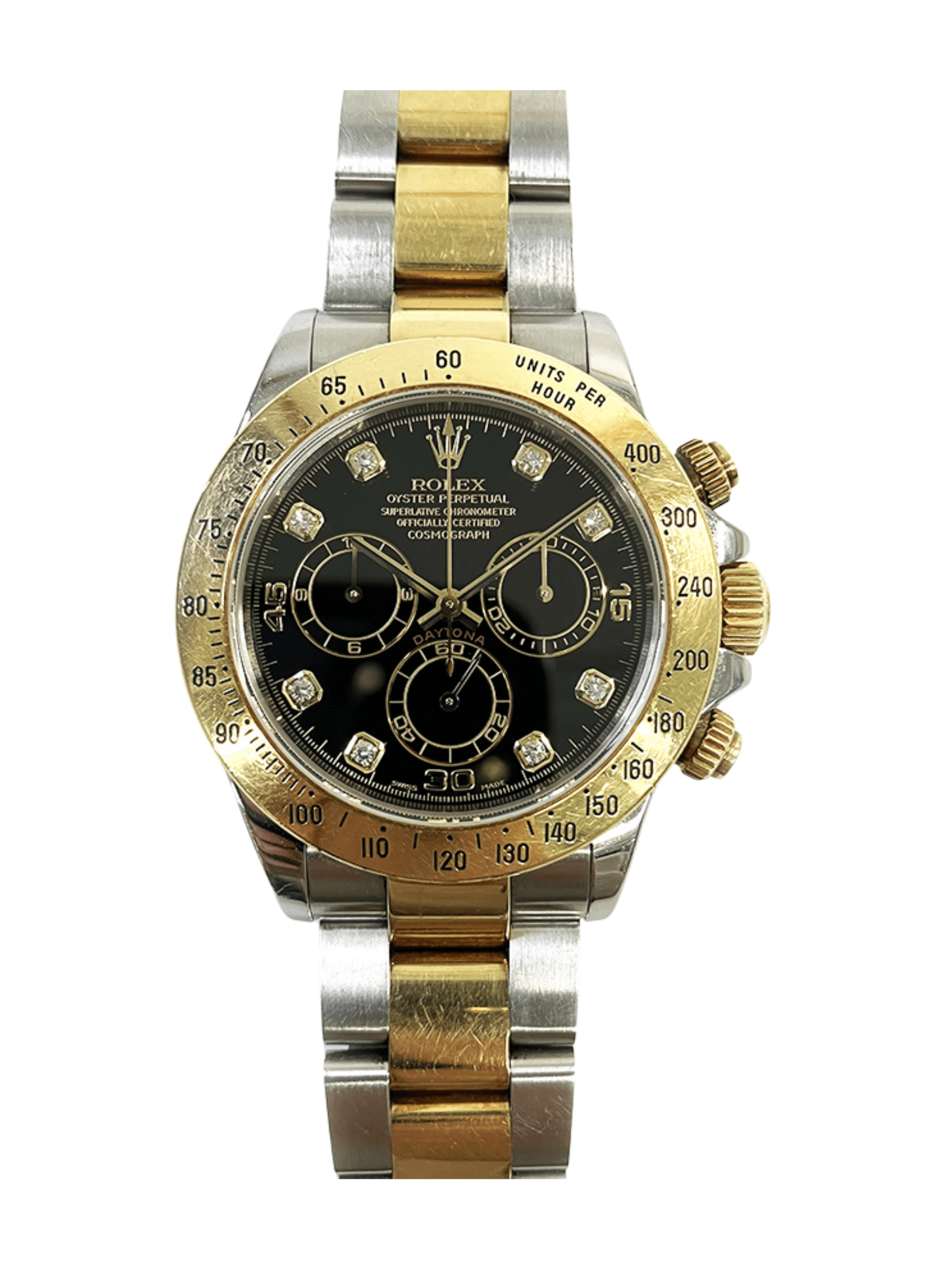 Rolex Daytona Two Tone Black Diamond Dial 116523 Bracelet