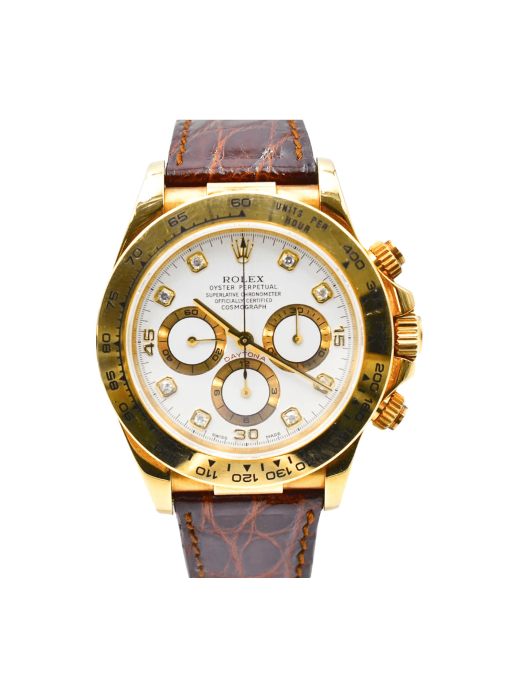 Rolex Daytona Yellow Gold White Diamond Dial 16518 Bracelet