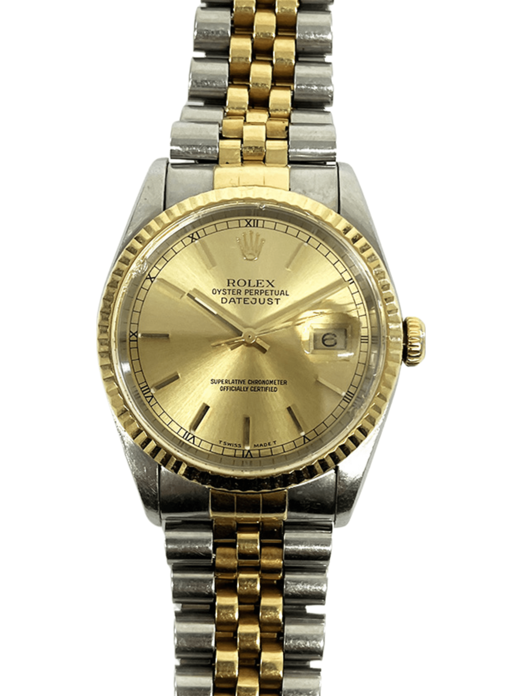 Rolex Datejust 36 Stainless Steel Gold Champagne Dial 16233 Bracelet