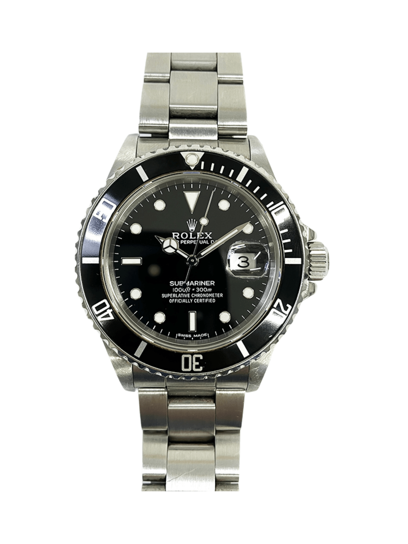 Rolex Submariner Date Stainless Steel Black Dial 16800 Bracelet