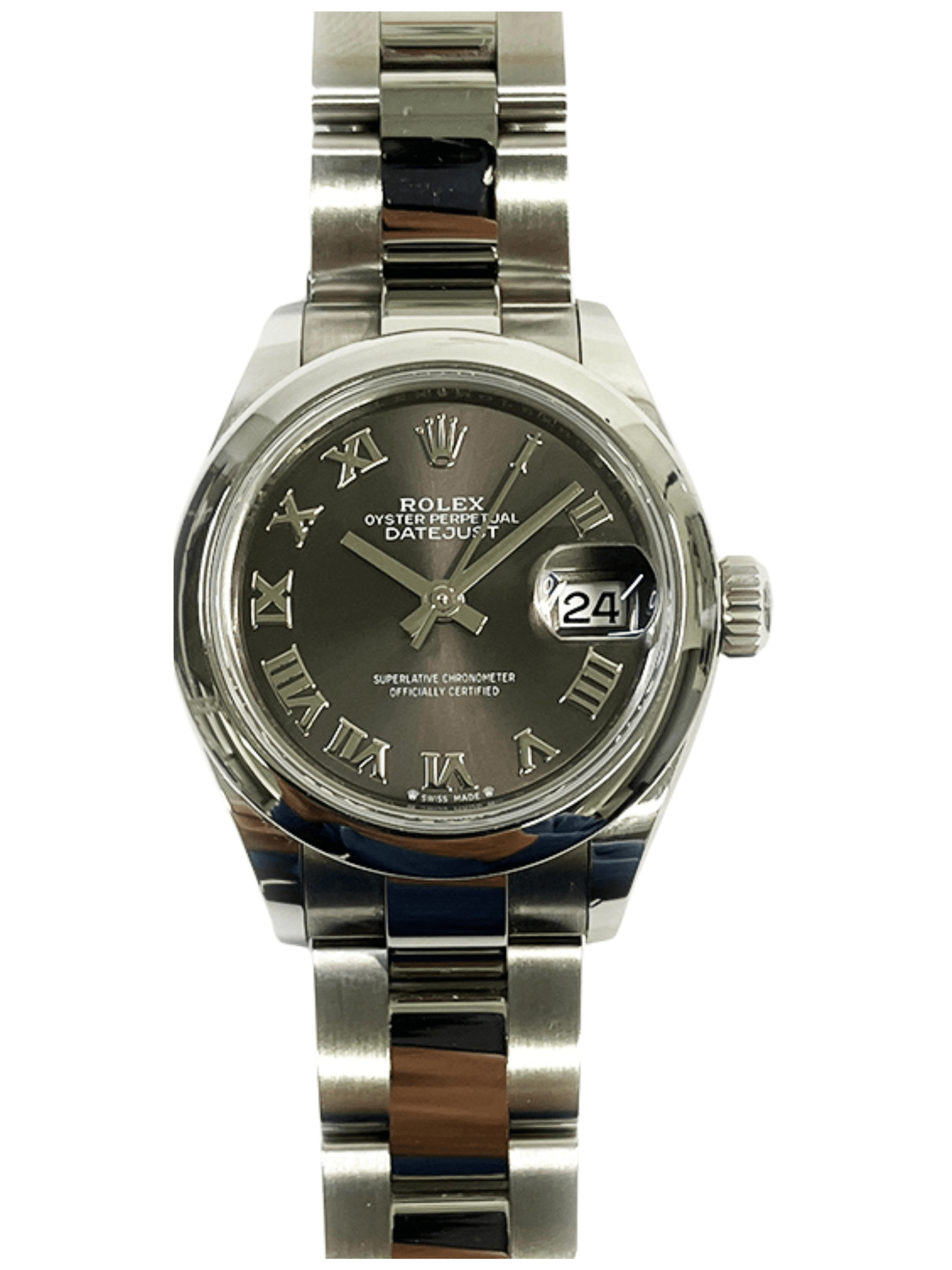 Rolex Lady-Datejust Stainless Steel Dark Grey Roman Dial 279160 Bracelet