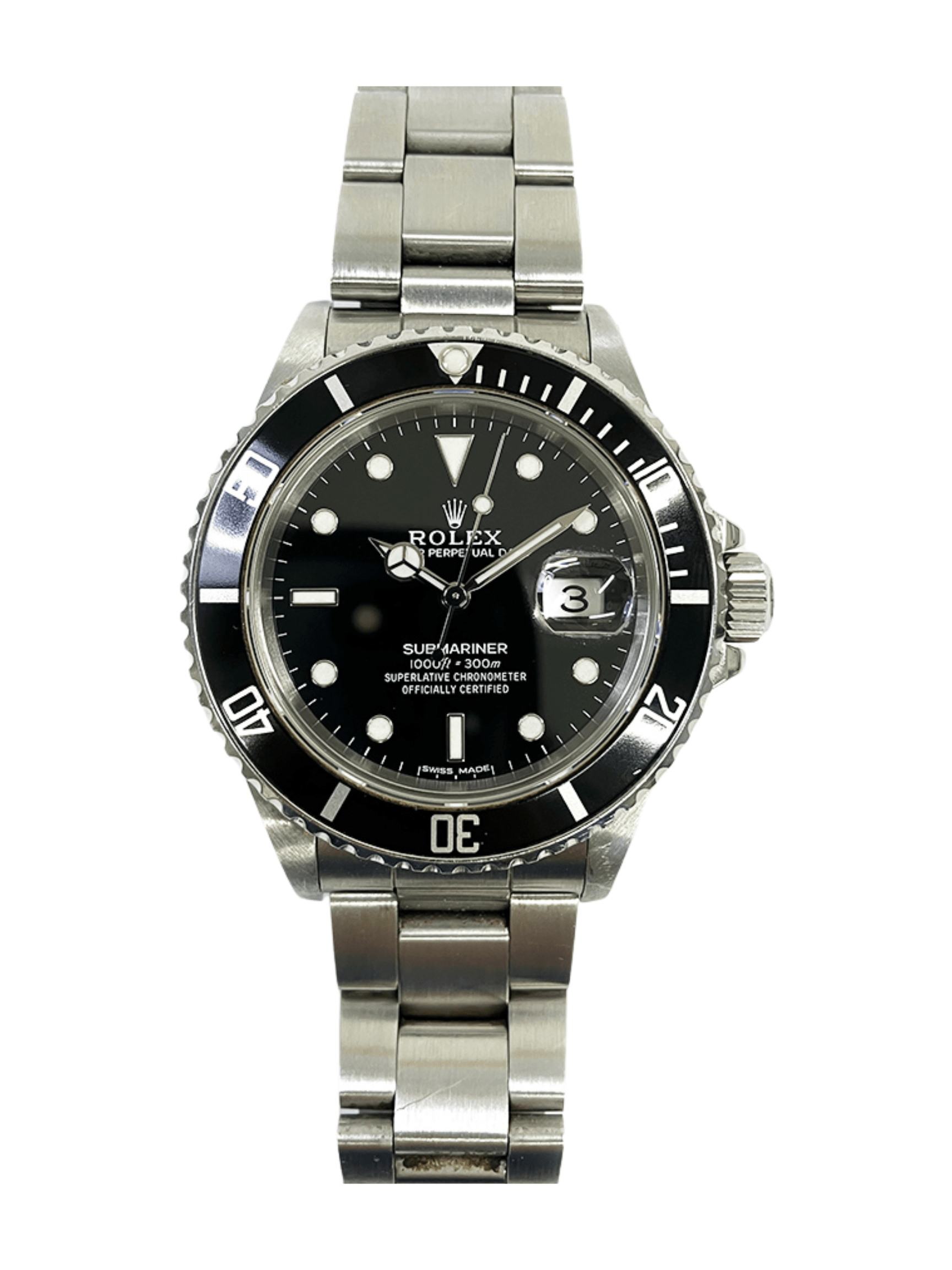 Rolex Submariner Date Stainless Steel Black Dial 16800 Bracelet