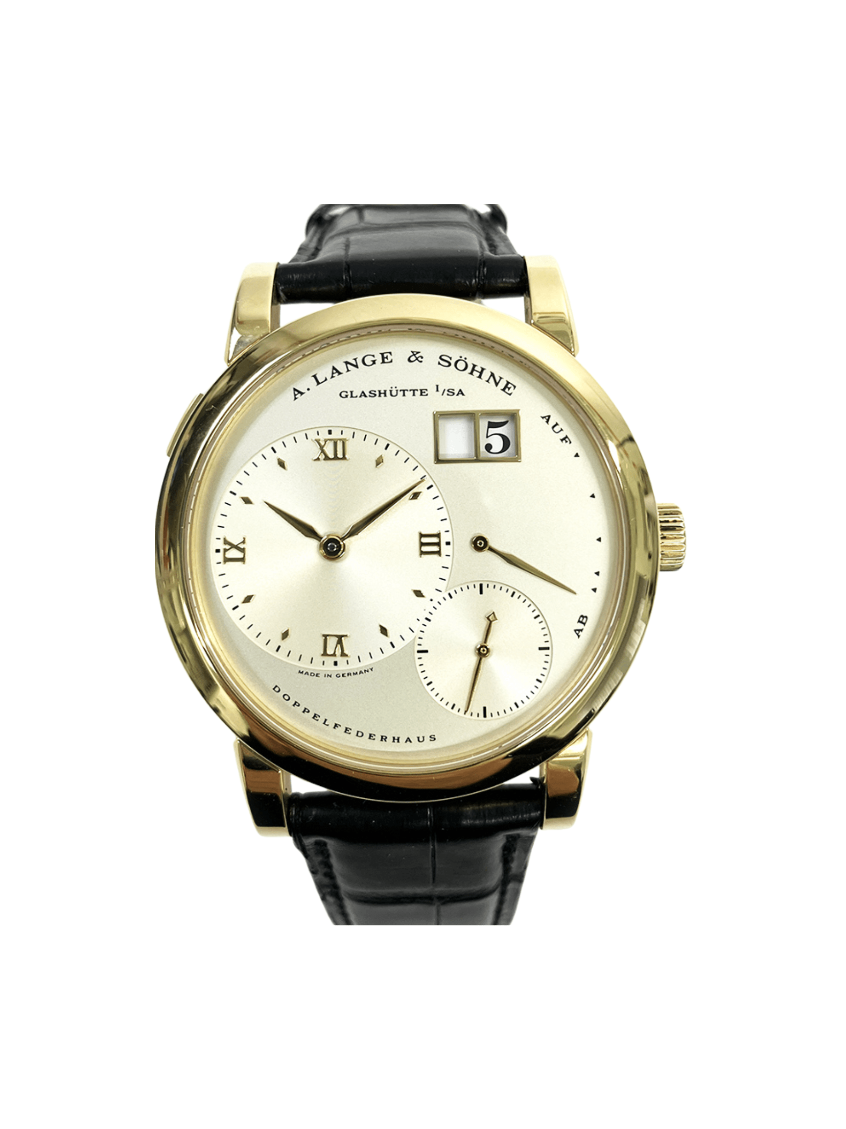 A. Lange & Söhne Lange 1 Yellow Gold Silver Dial 101.021 Bracelet