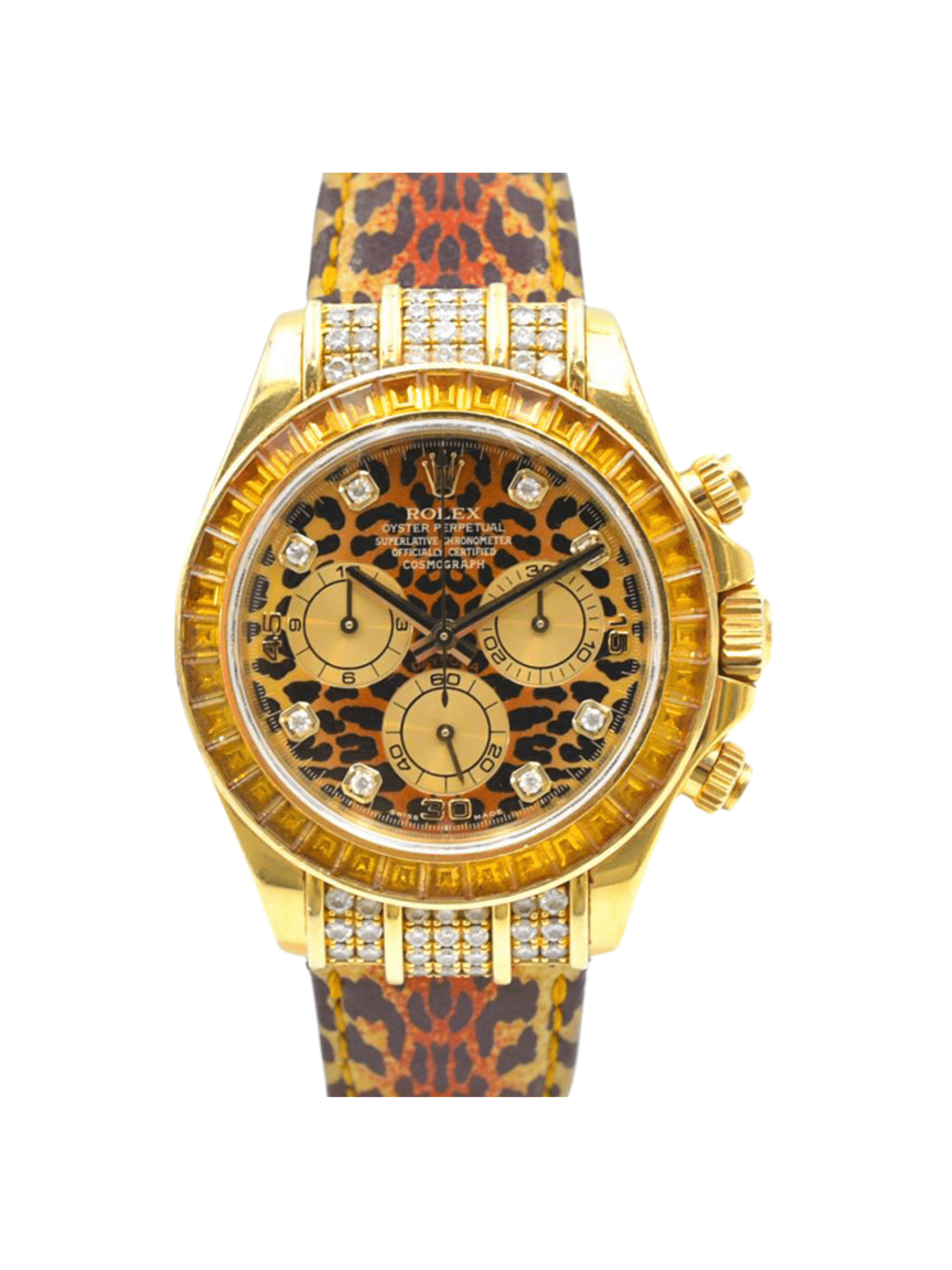 Rolex Daytona Yellow Gold Leopard Diamond Dial 116598SACO Bracelet