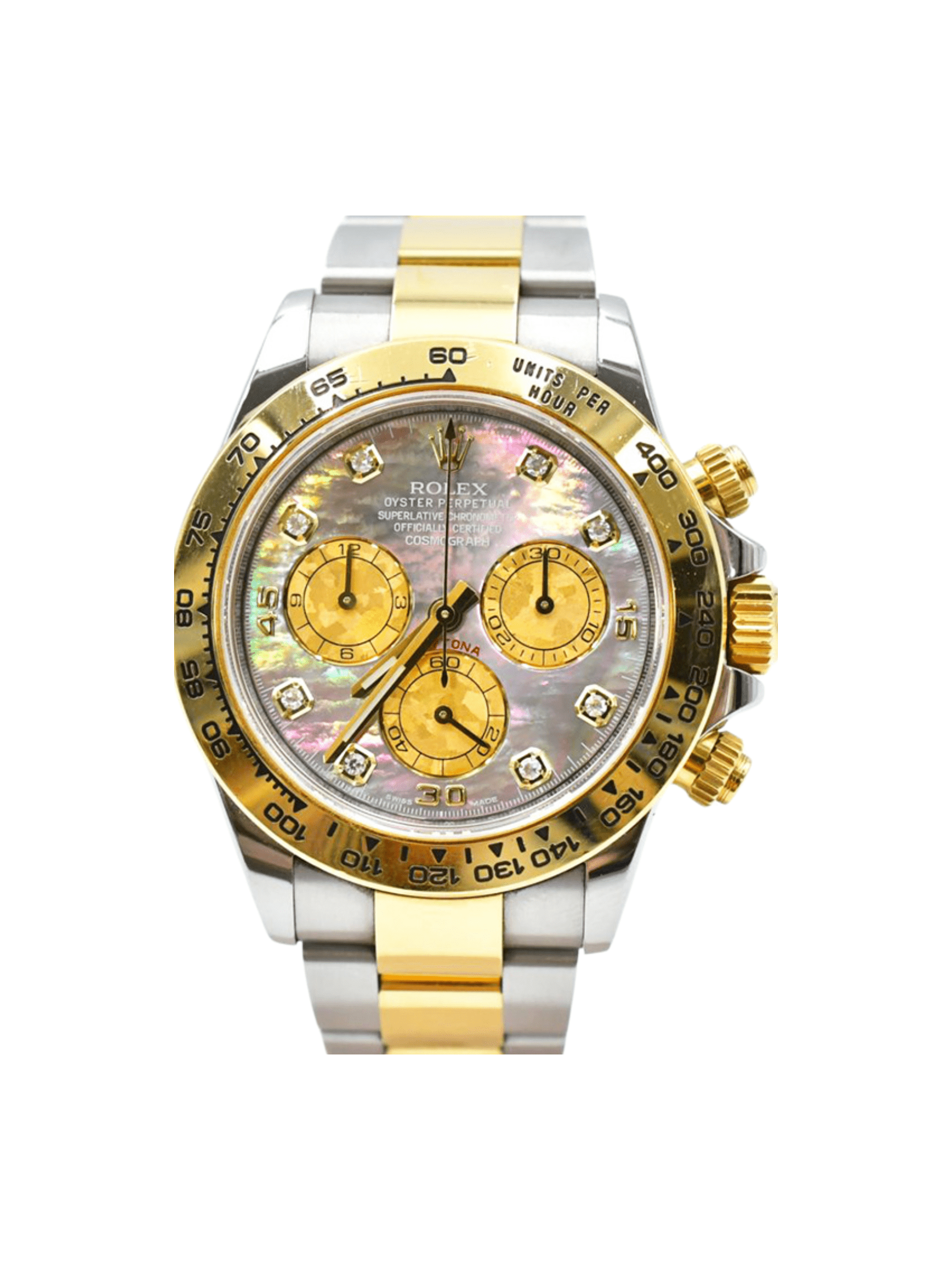 Rolex Daytona Two-Tone Black MOP Diamond Dial 116503 Bracelet