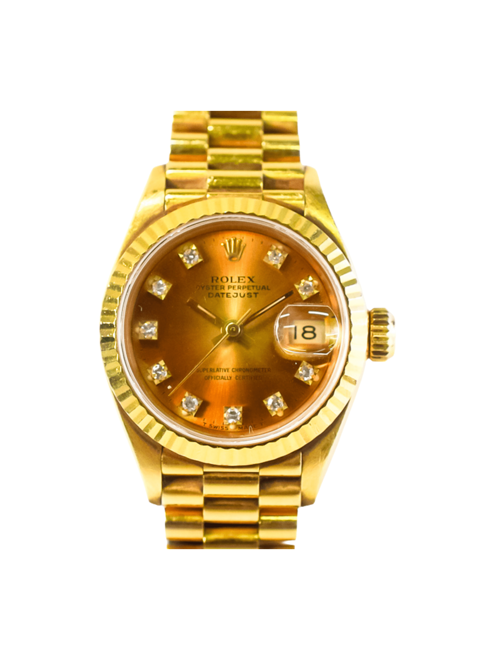 Rolex Lady-Datejust Yellow Gold Champagne Diamond Dial 69178