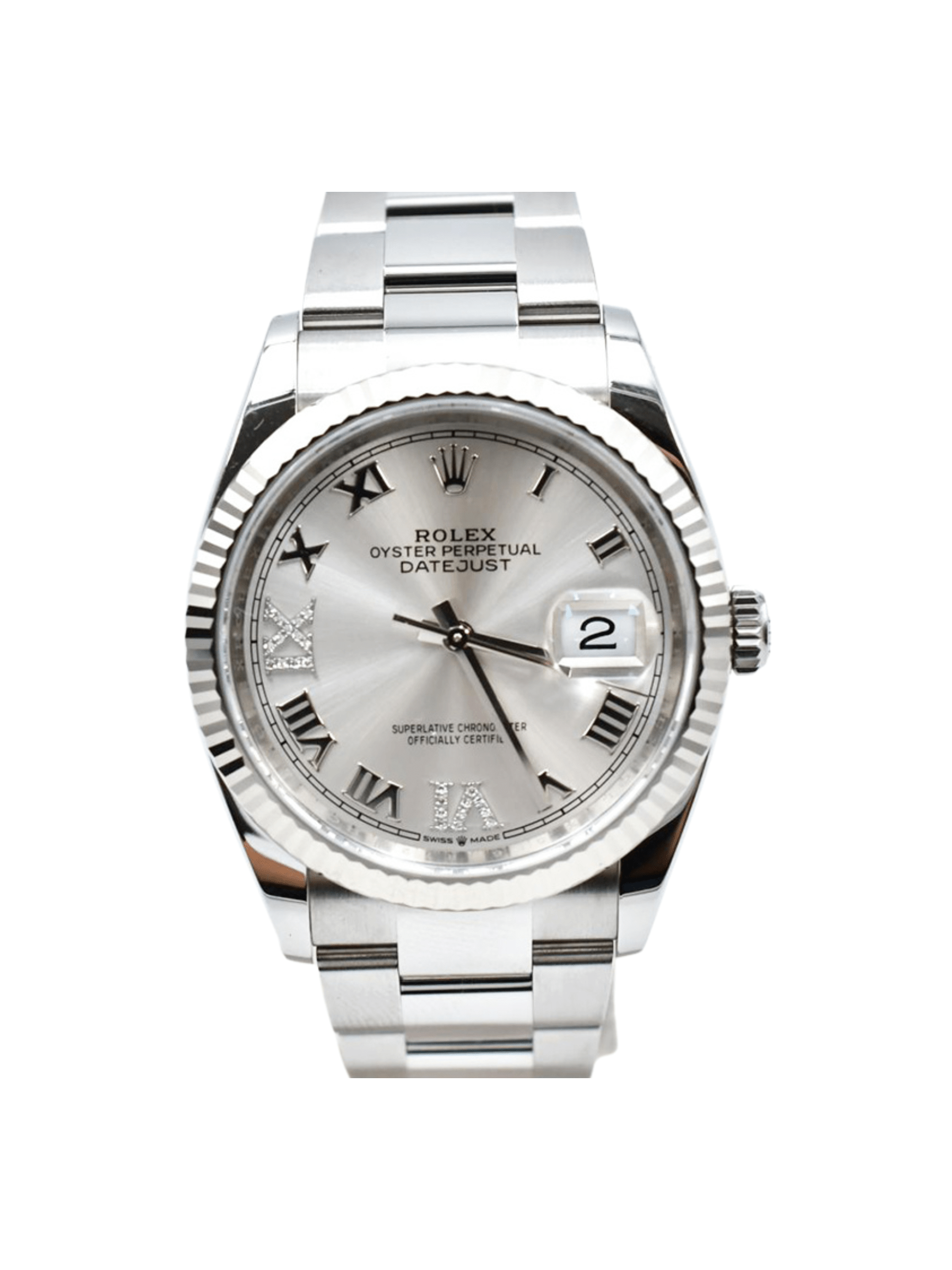 Rolex Datejust 36 Steel Silver "VI&IX" Diamond Dial 126234 Bracelet